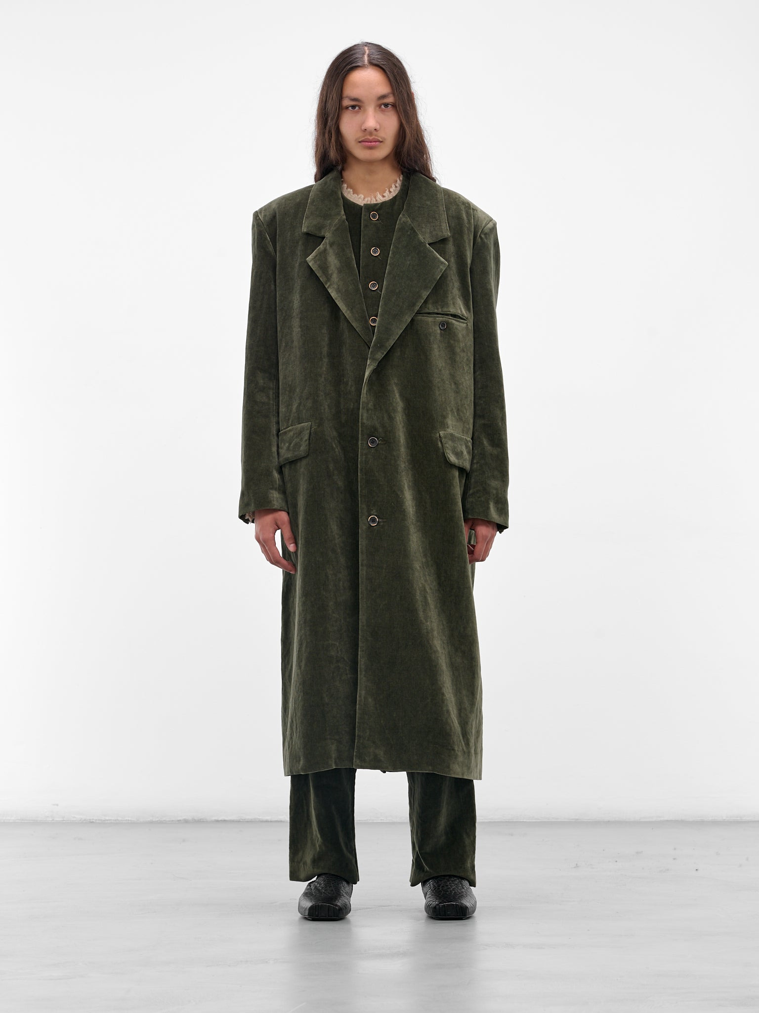 Green Velvet 'Celia' Coat - 1