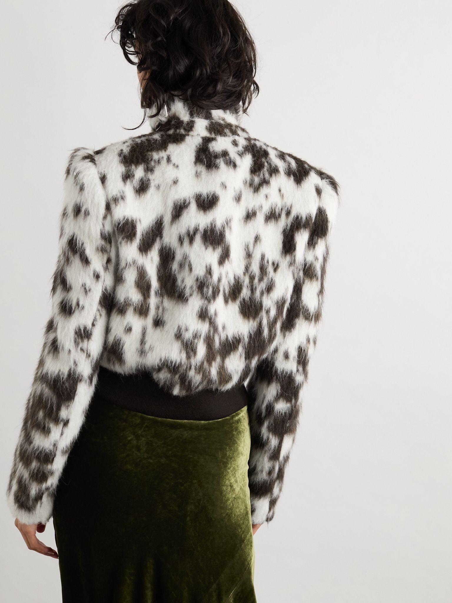 Cow-print wool-blend double-breasted jacket Leopard print - 3