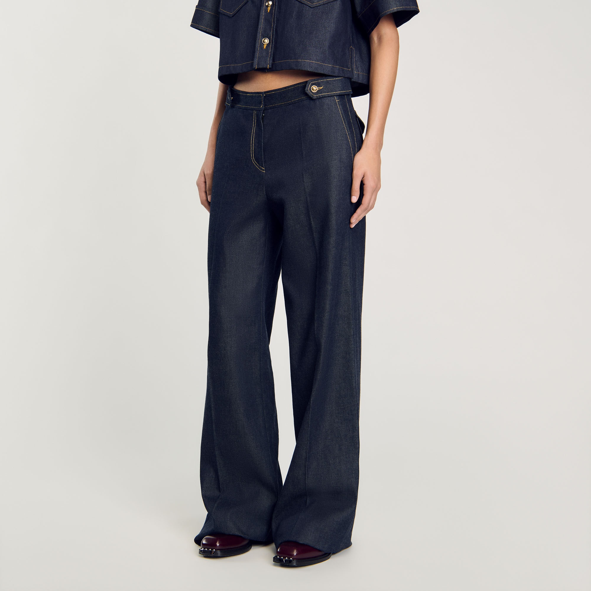 RAW DENIM WIDE-LEG JEANS - 5