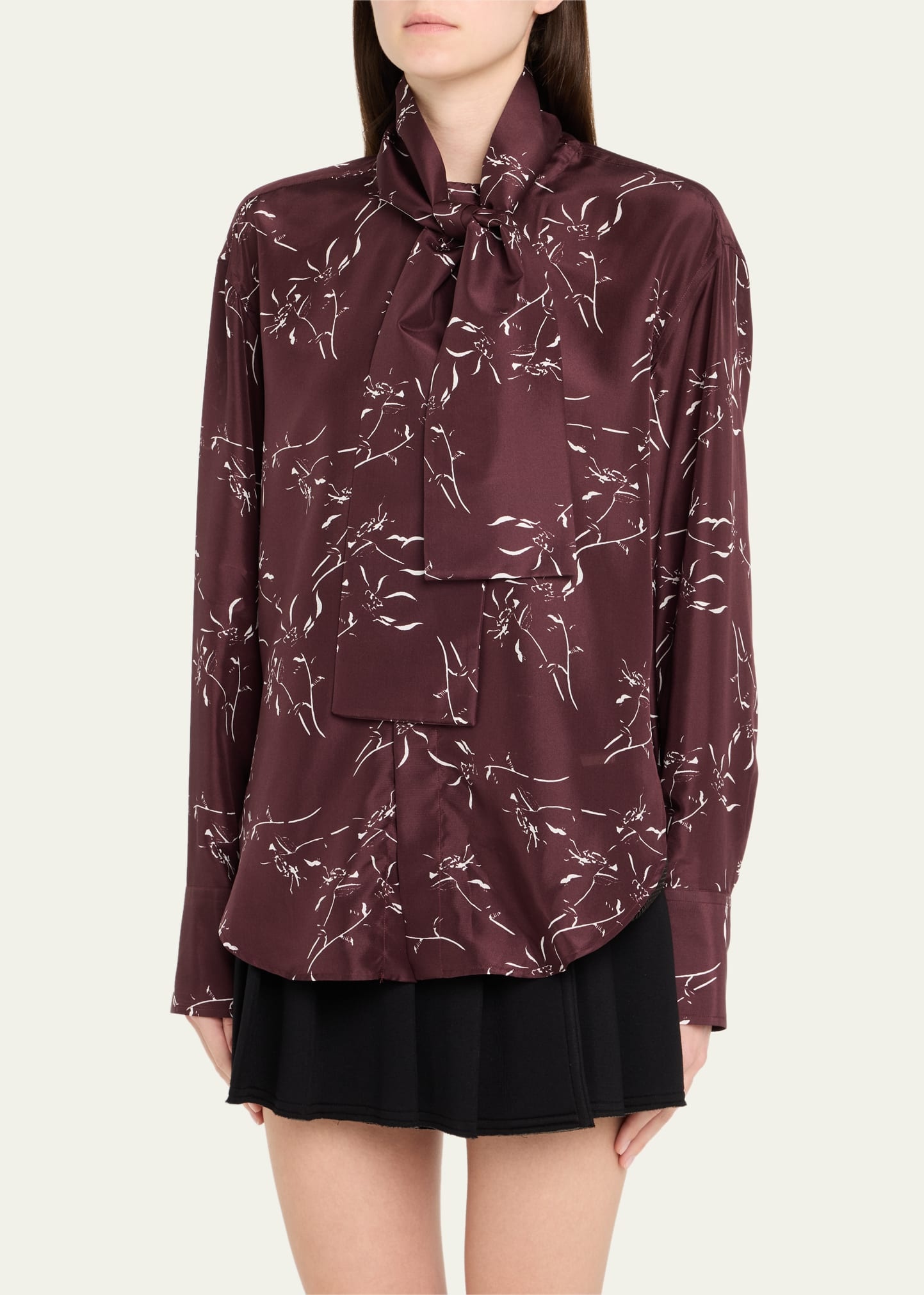 Long-Sleeve Tie-Neck Shirt - 4
