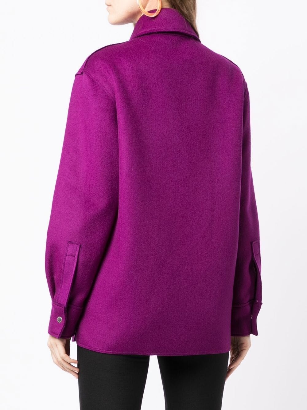 logo-embroidered shirt jacket - 4