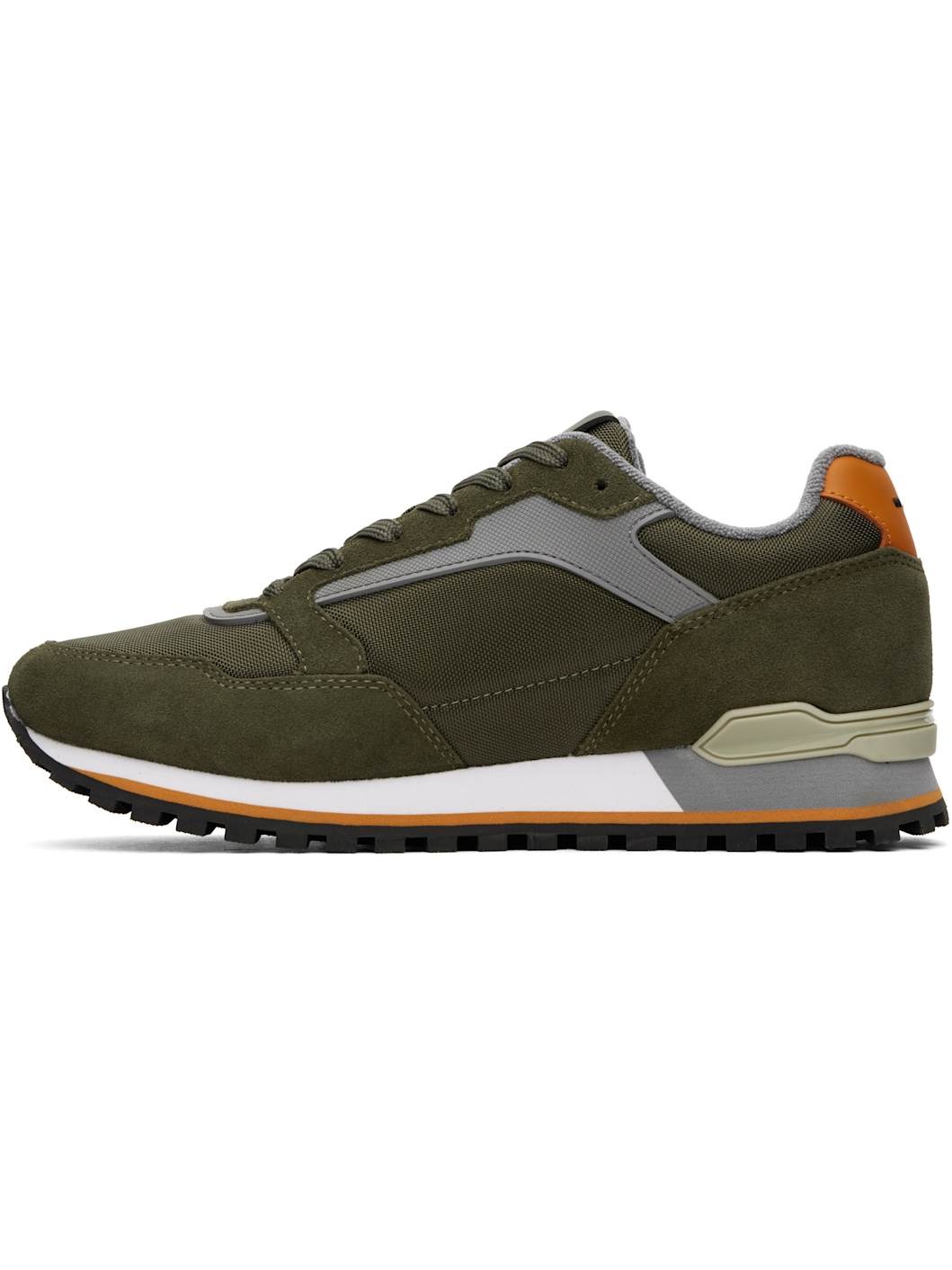 Khaki Embossed-Logo Sneakers - 3