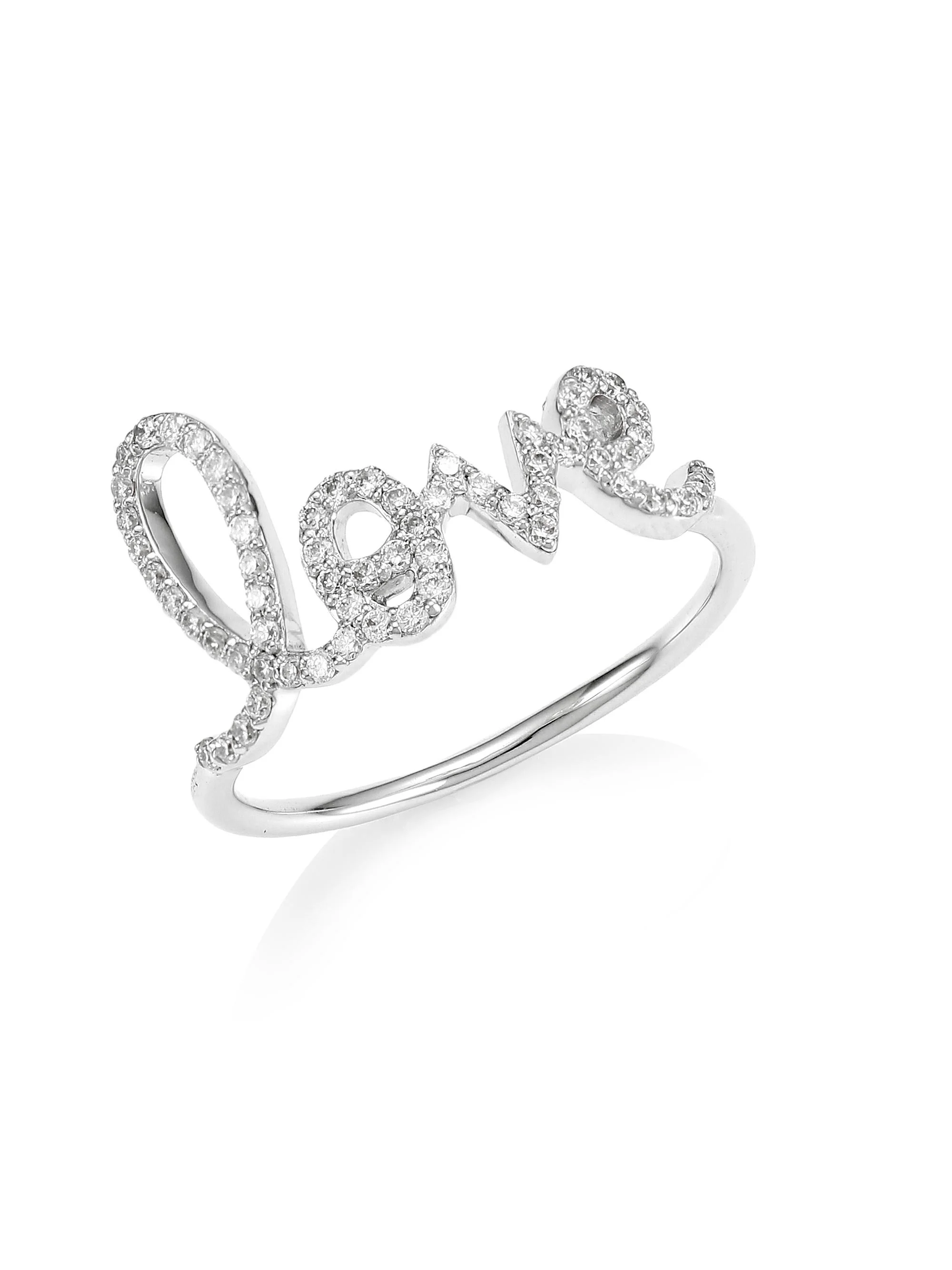Women's 14K White Gold & Diamond Large Love Ring - 1