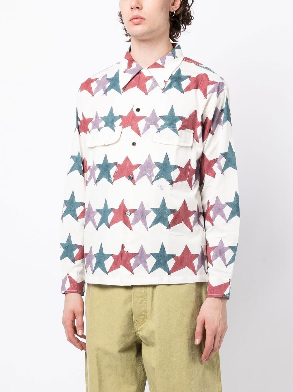 star-print button-up shirt - 3