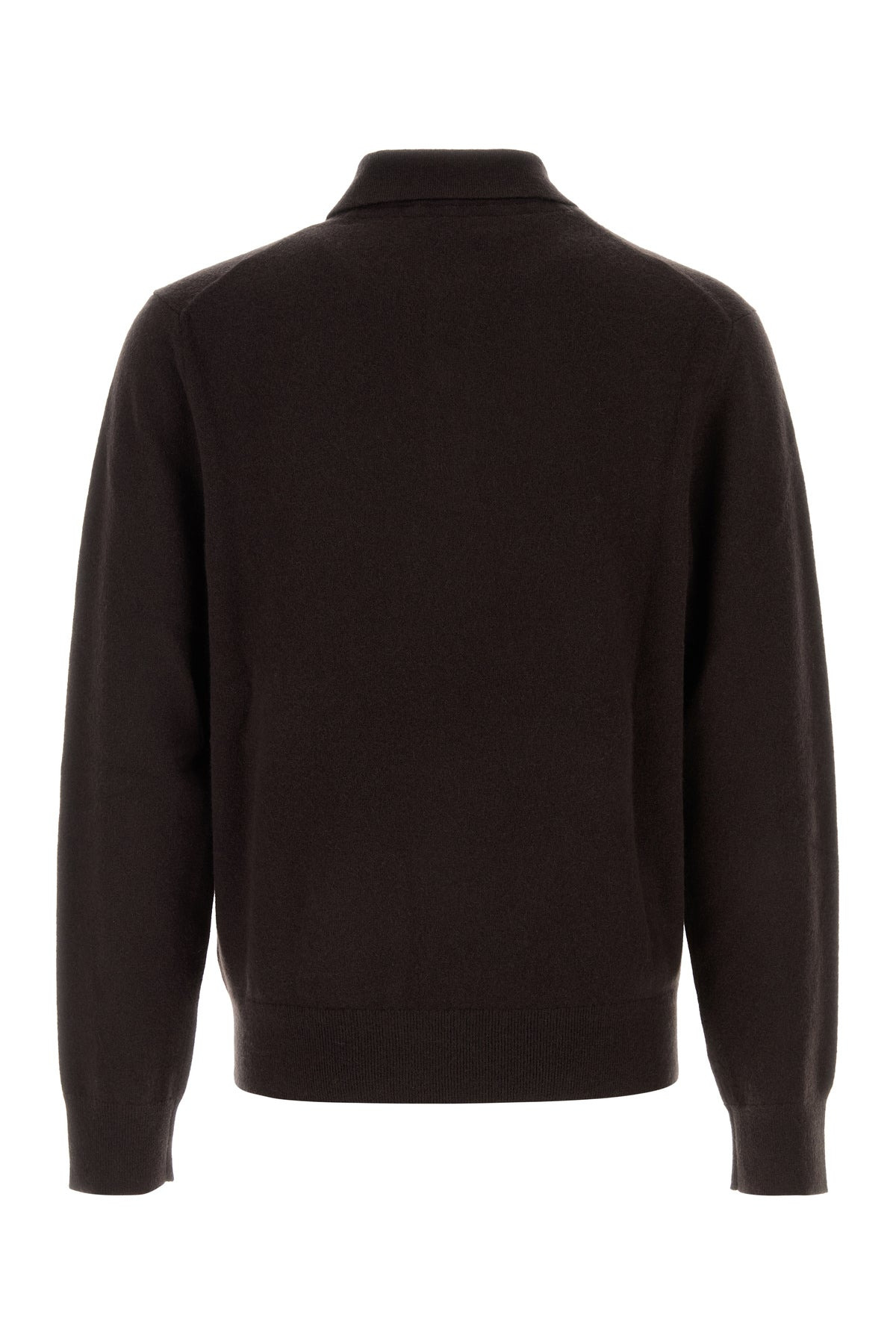 Dark brown stretch cashmere blend polo shirt - 2