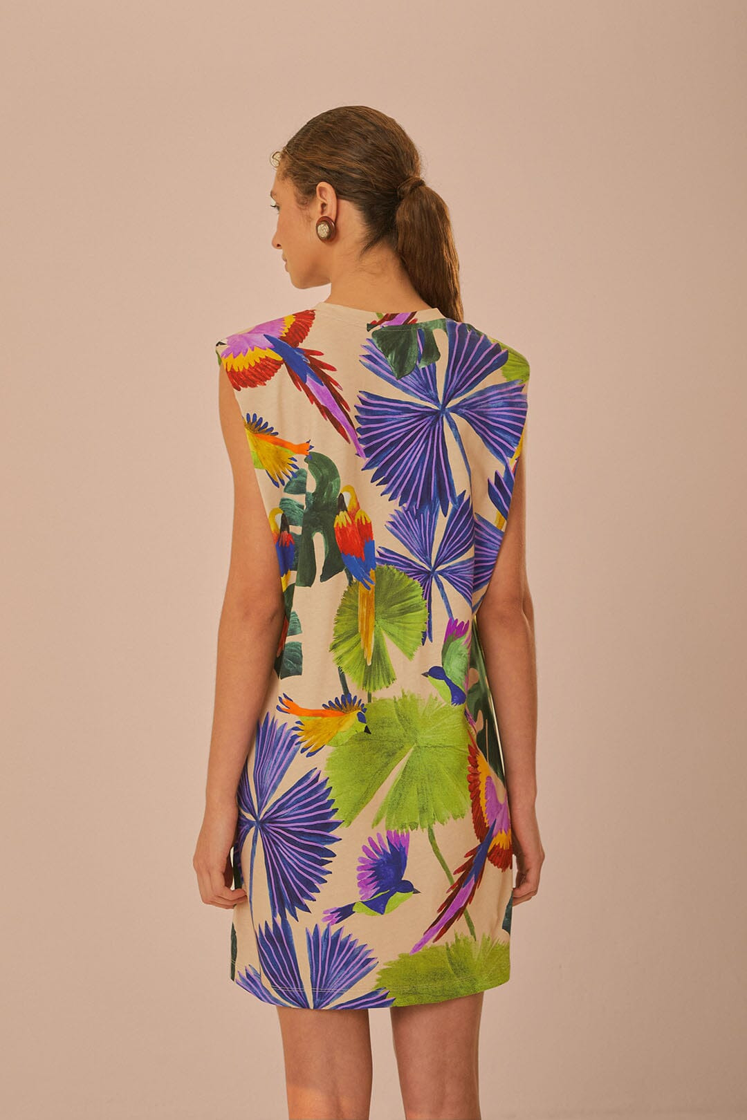 Sand Macaw Jungle Organic Cotton T-Shirt Dress - 4