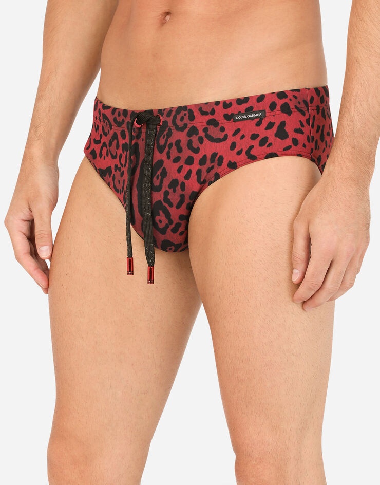 Leopard-print swim briefs - 4