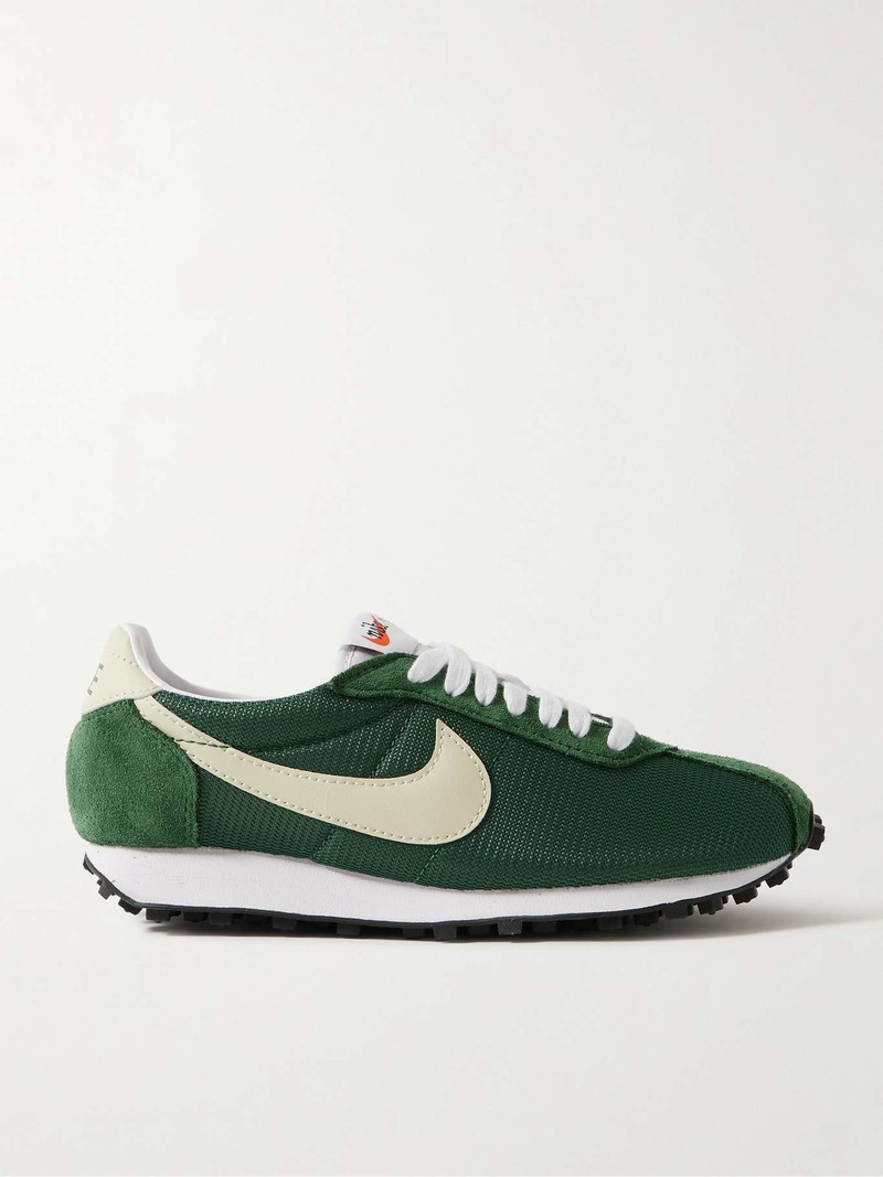 LD-1000 leather and brushed suede-trimmed mesh sneakers Army green - 1