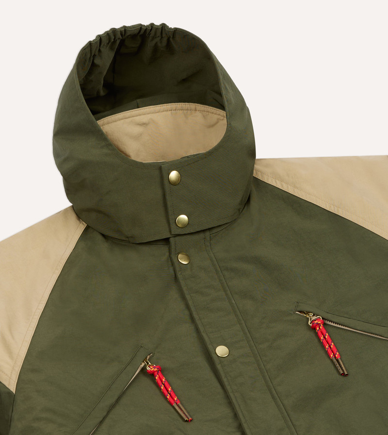 Olive and Ecru Nylon Windbreaker 4