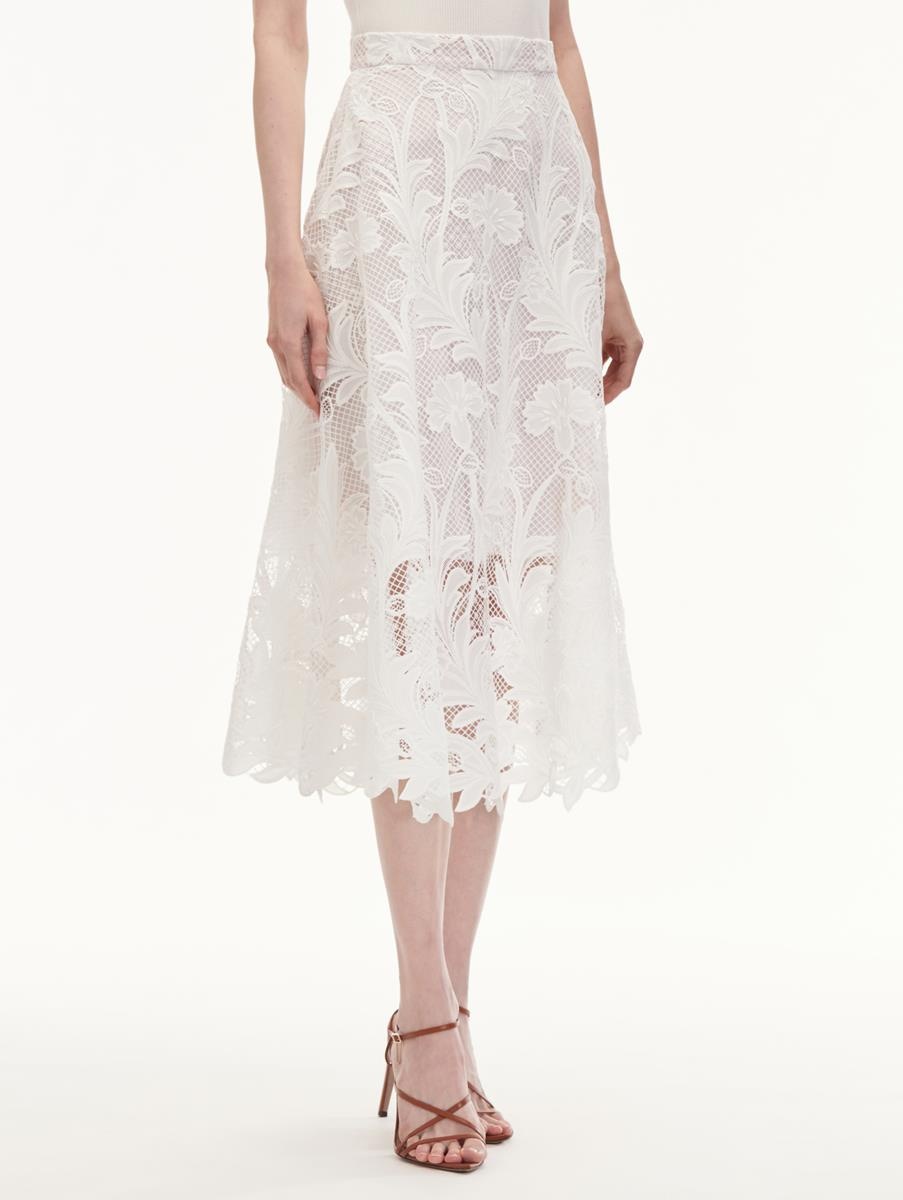 MARBLED CARNATION GUIPURE SKIRT - 4