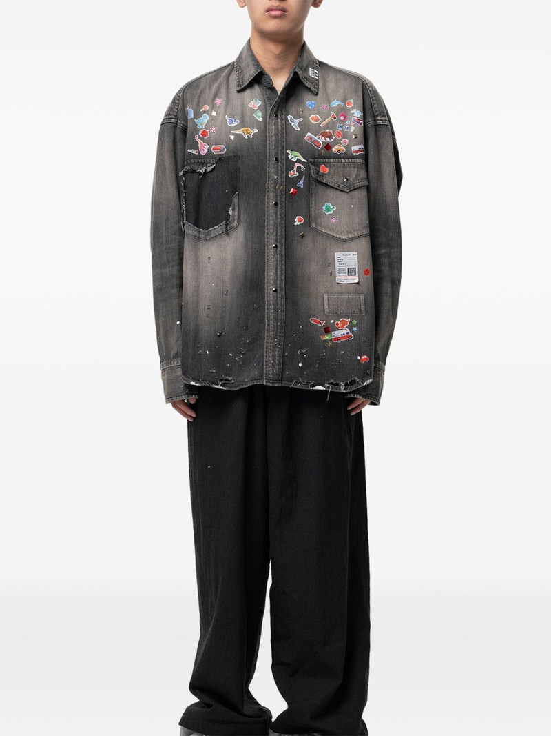 Maison MIHARAYASUHIRO sticker-print denim shirt outlook