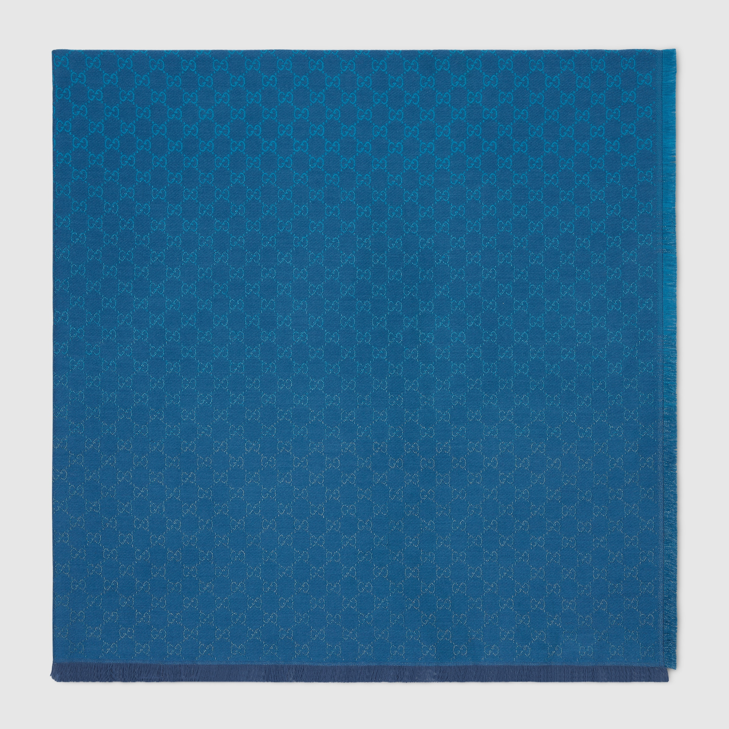 Printed GG cotton wool lamé shawl - 2