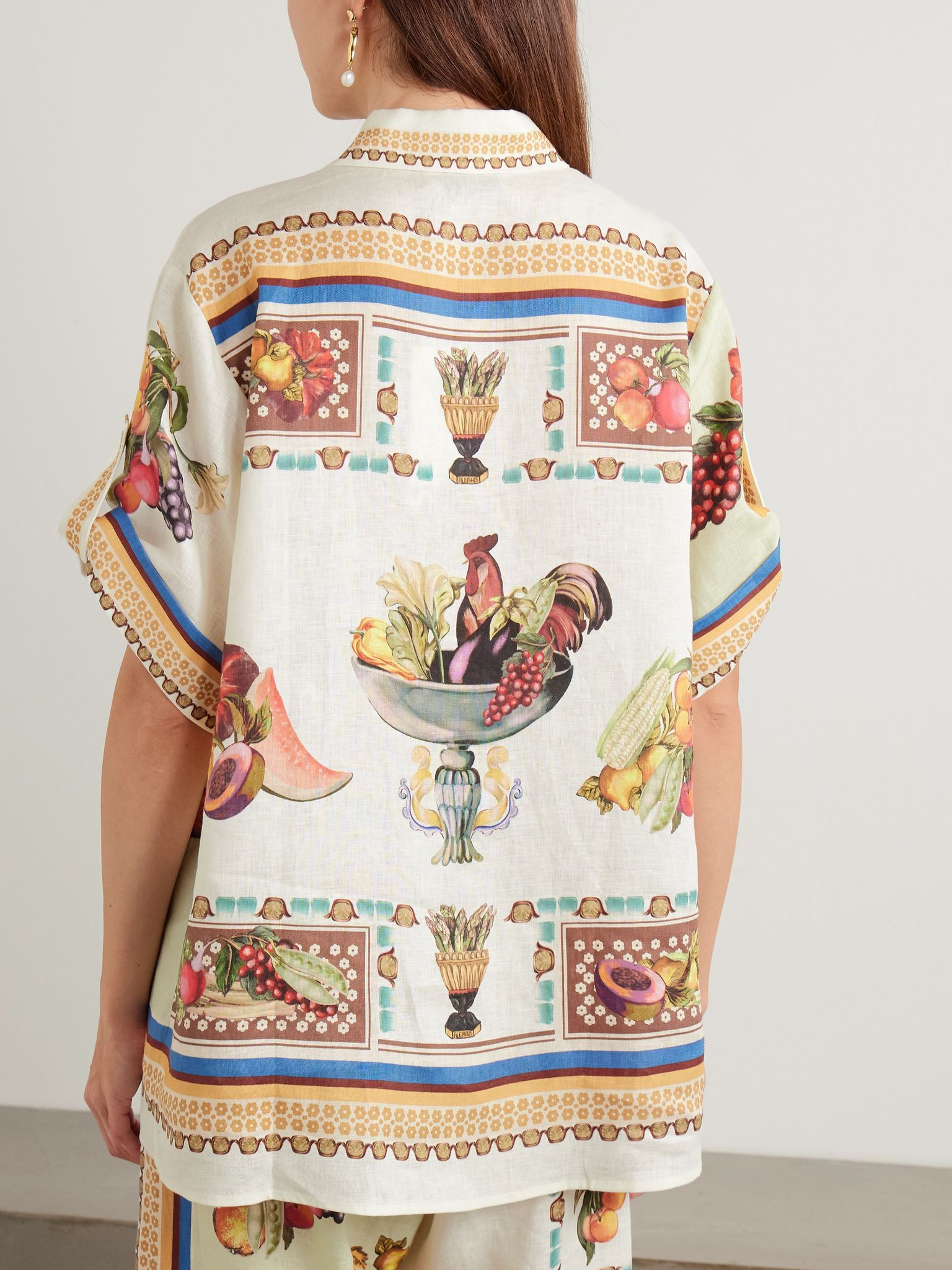 Mercado printed linen shirt Cream - 3