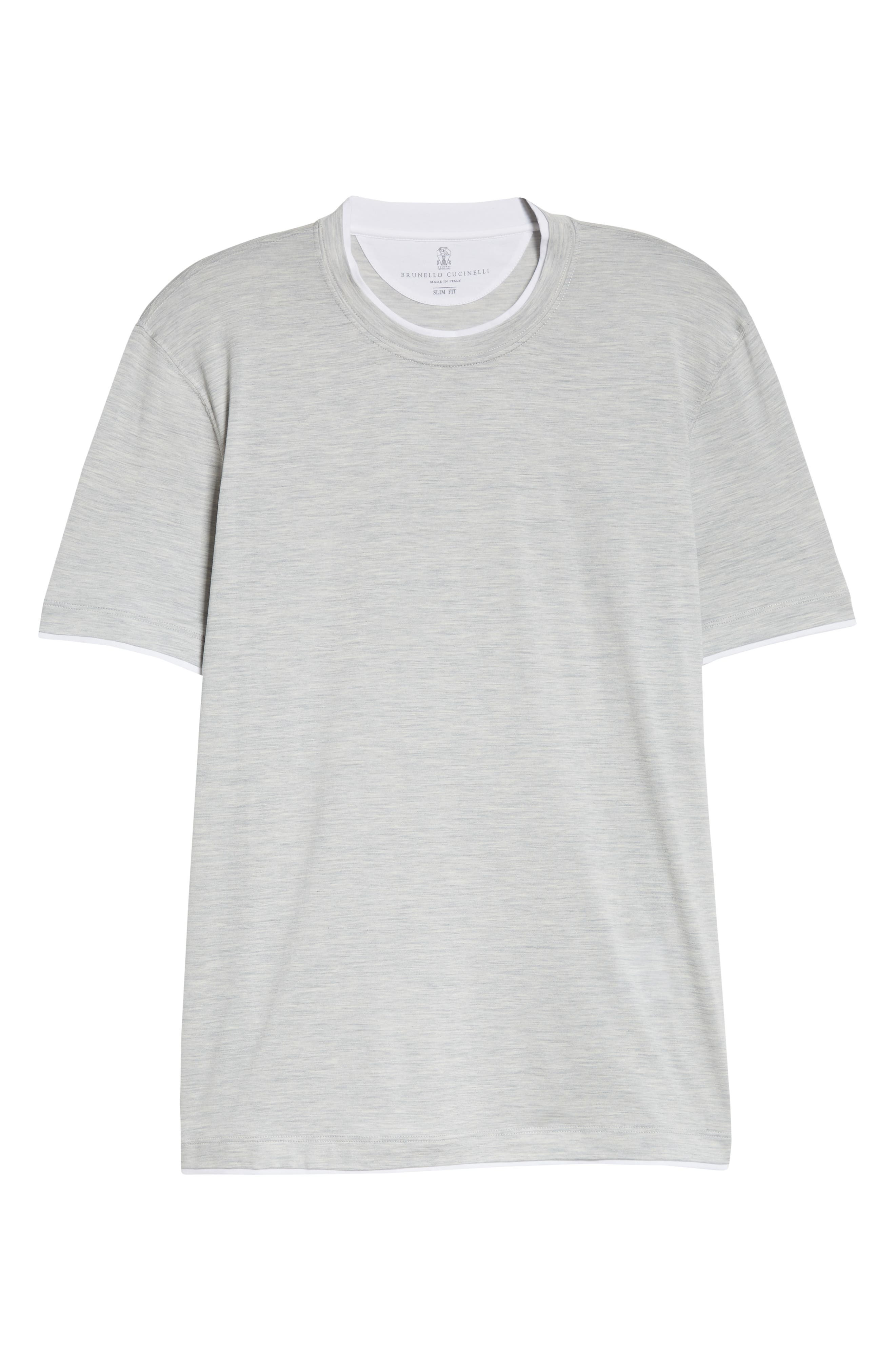 Brunello Cucinelli Men's Slim Fit Silk & Cotton T-Shirt in Cc559 Pearl Grey at Nordstrom - 5
