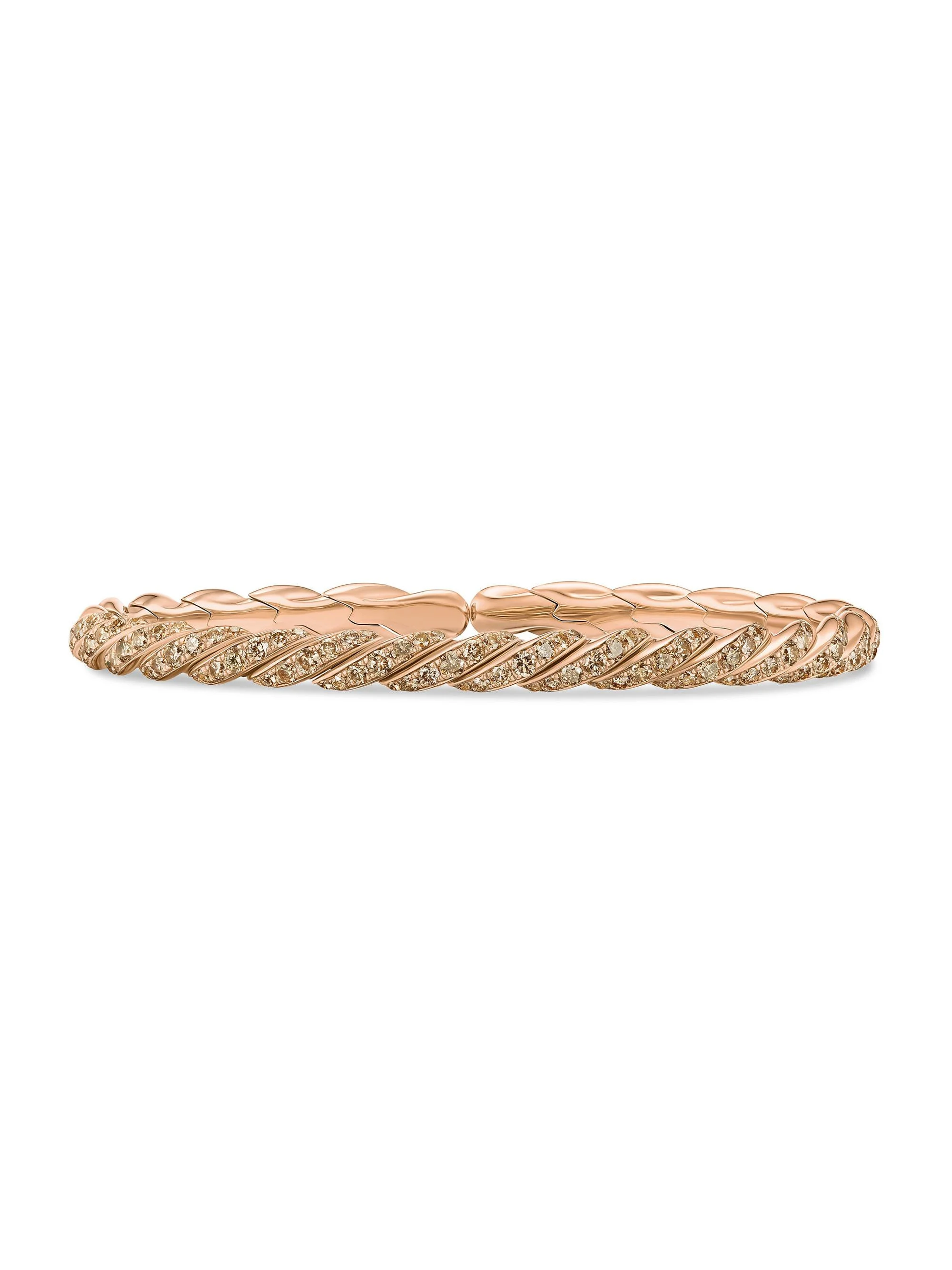 Women's Sculpted Cable Flex Bracelet in 18K Rose Gold - Cognac Diamond - 1