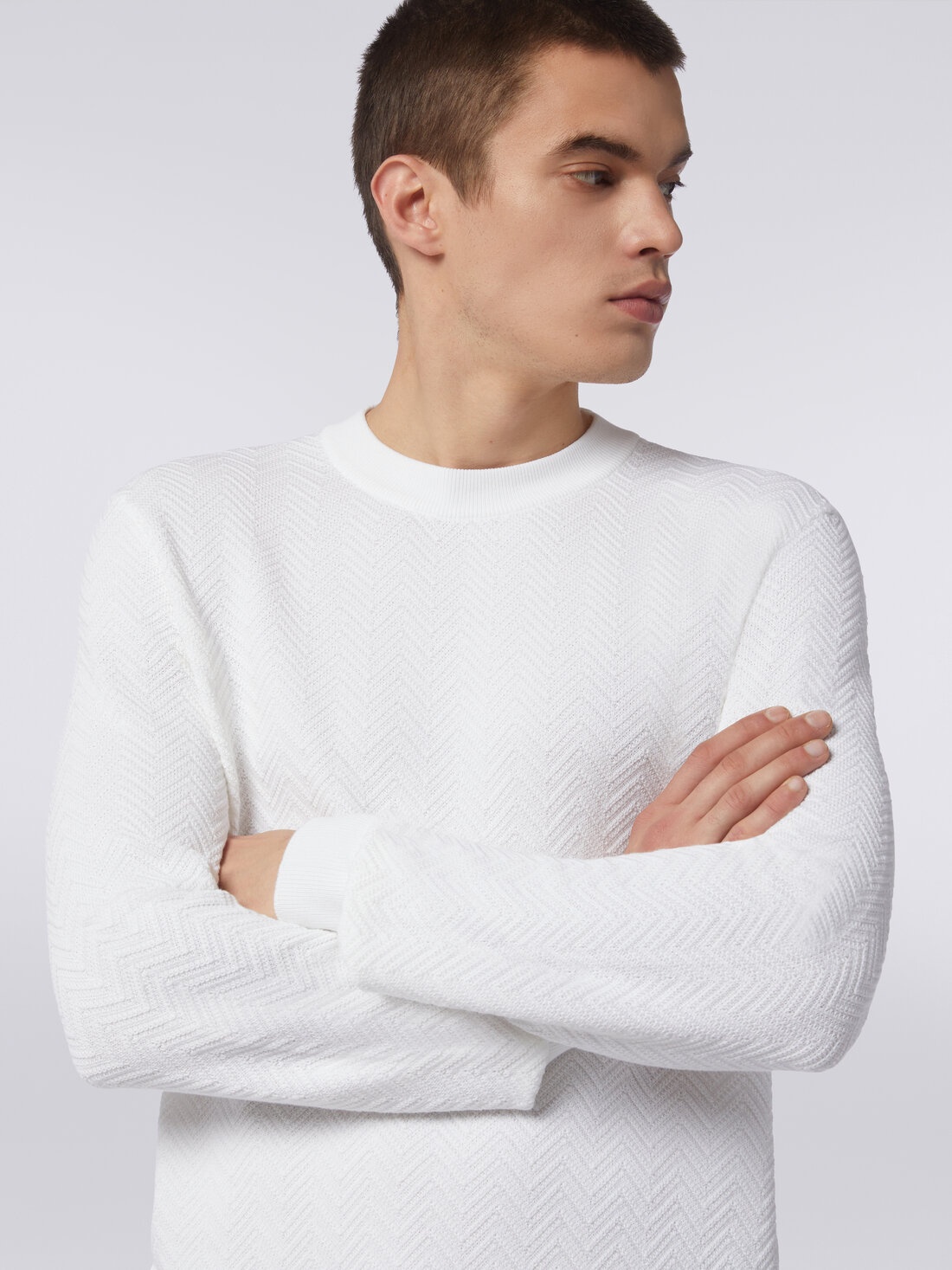 Cotton chevron crew-neck pullover - 5