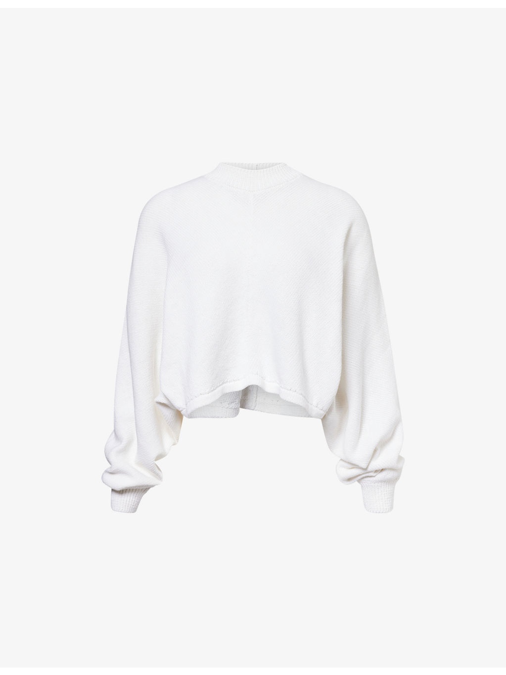Cropped Batwing-Sleeve Linen-And-Cotton Jumper - 1