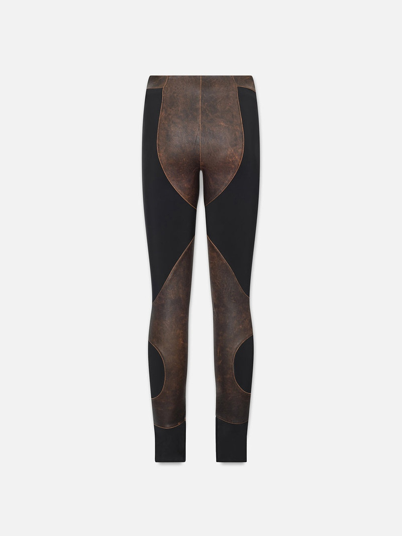 FRAME Leather Combo Pant in Black Multi outlook