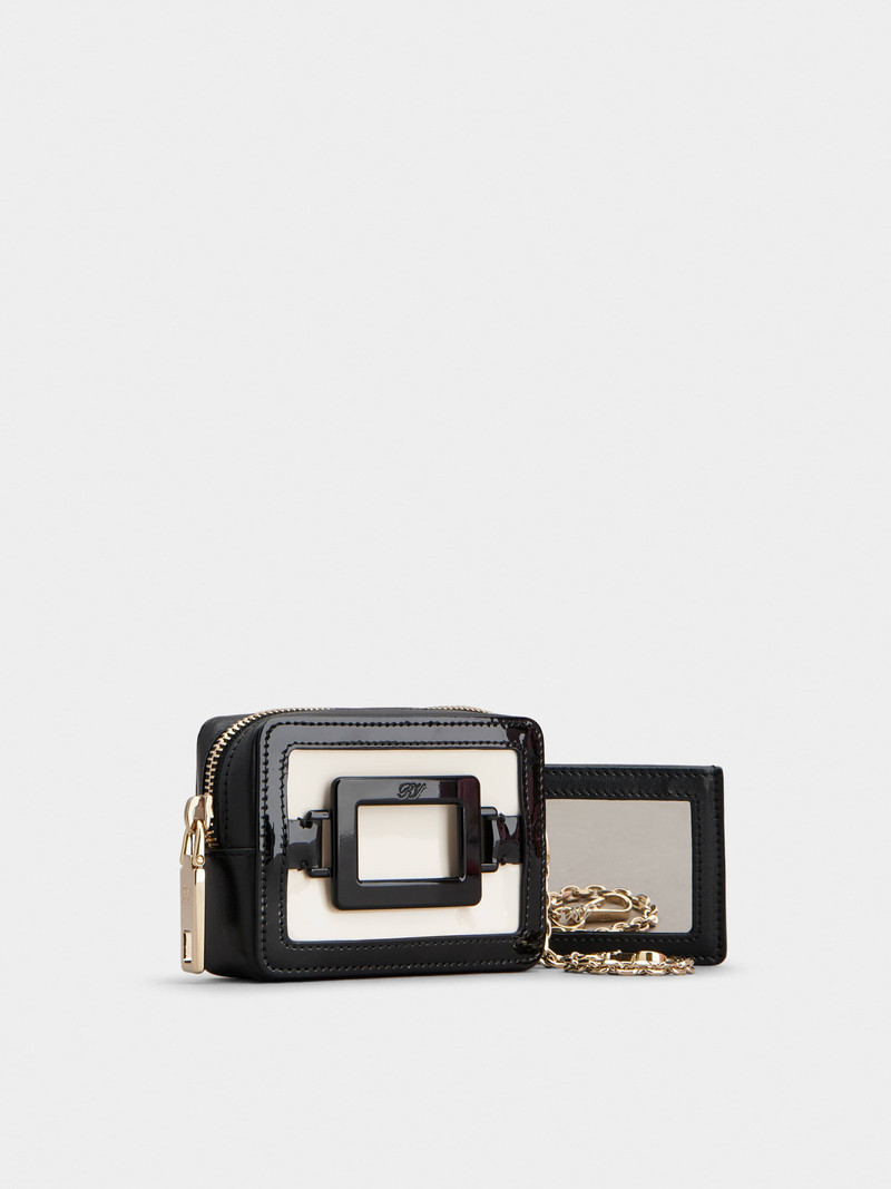 Belle Vivier Cube Charm Lacquered Buckle Micro Bag in Patent Leather 2