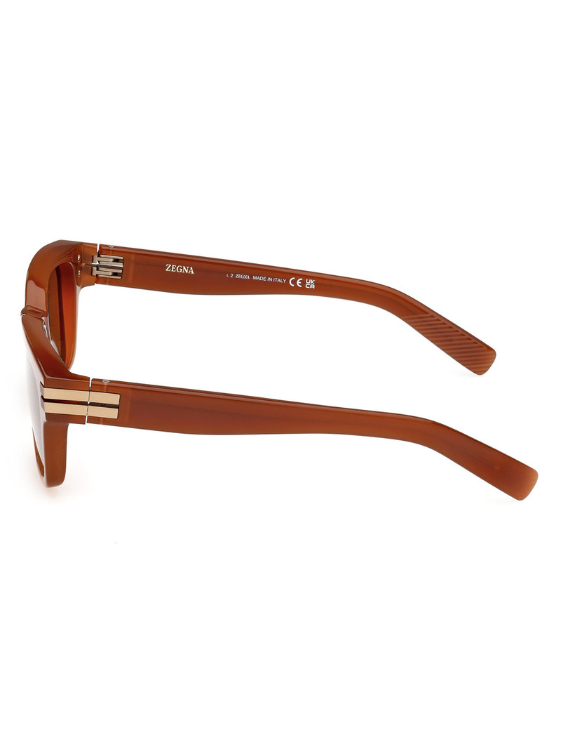 Men's 55MM Rectangular Sunglasses - Rust Brown Brown 4