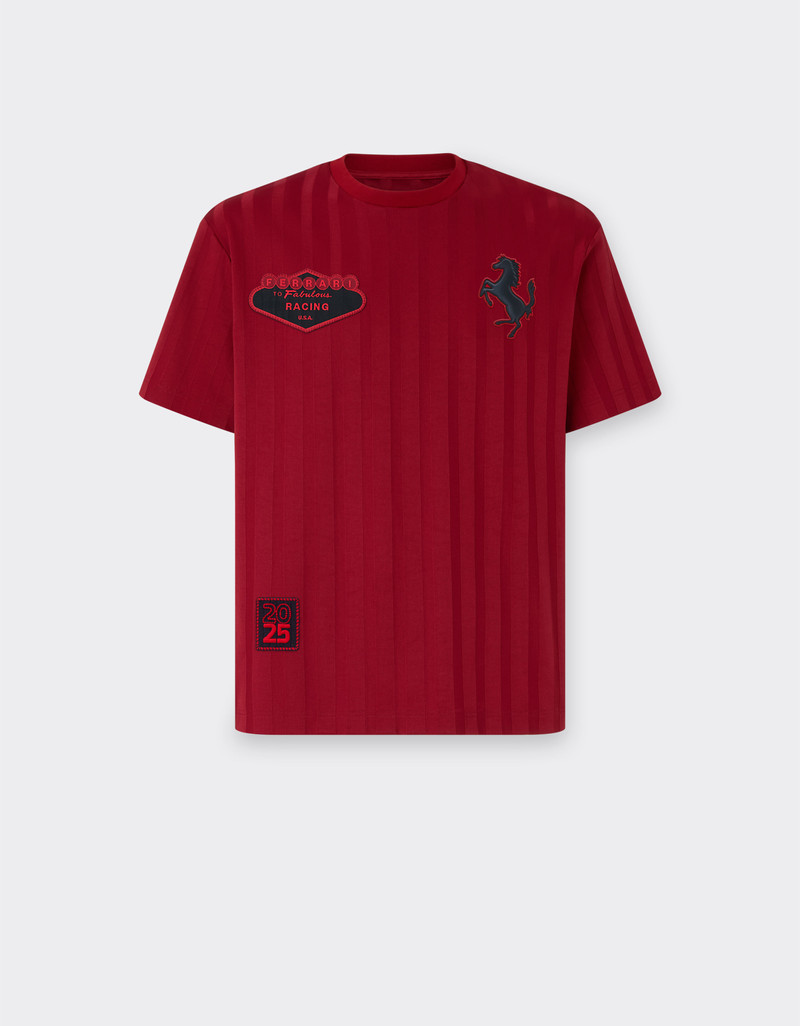 Striped cotton T-shirt with Ferrari logo 1