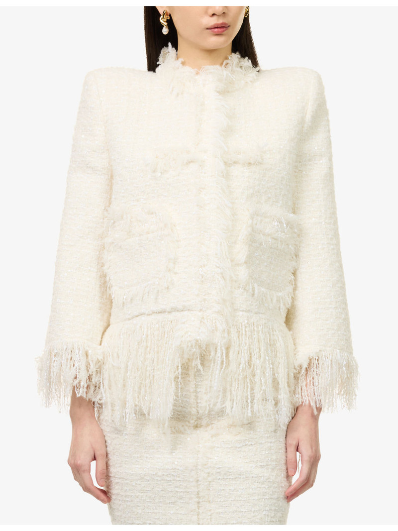 Mademoiselle Fringed-Hem Tweed Jacket 3