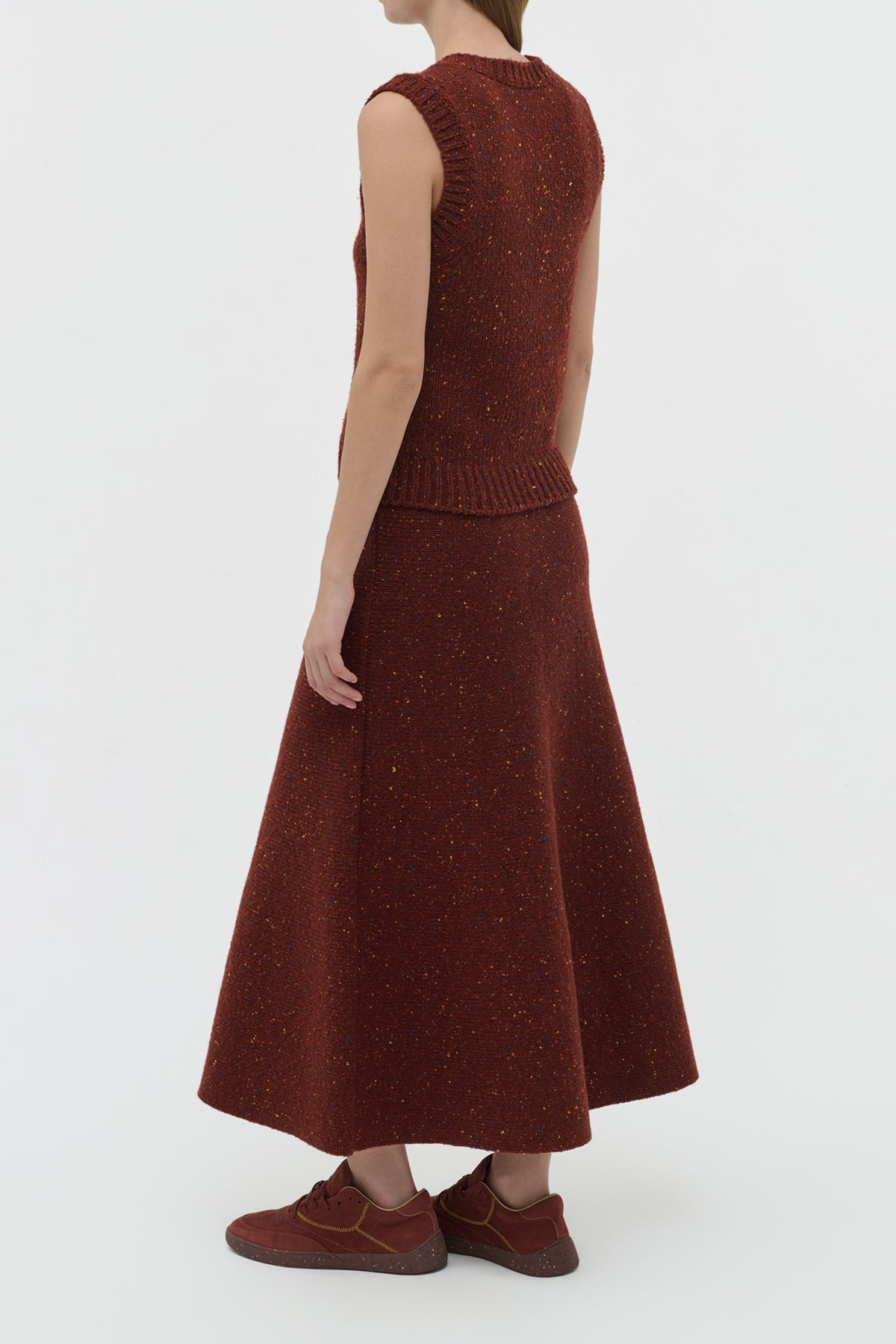 Eden Knit Maxi Skirt in Burnt Sienna Multi Speckle Cashmere - 4