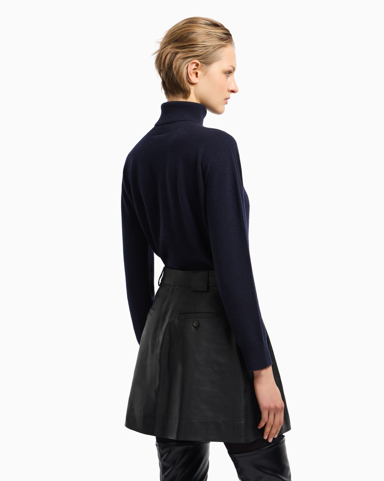 NAPPA LAMBSKIN SKIRT WITH GODET PLEAT - 3