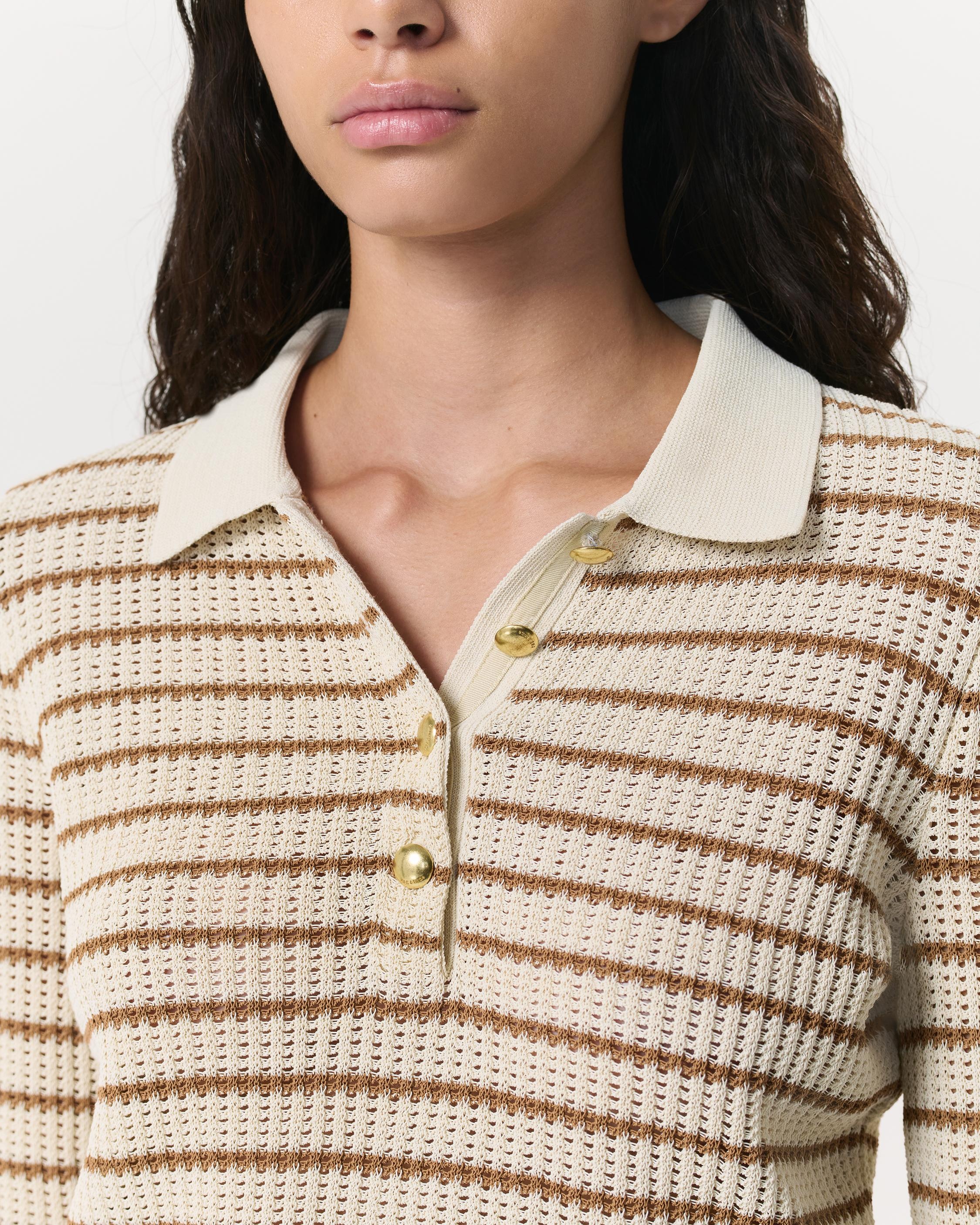 Viola Striped Polo Sweater - 3