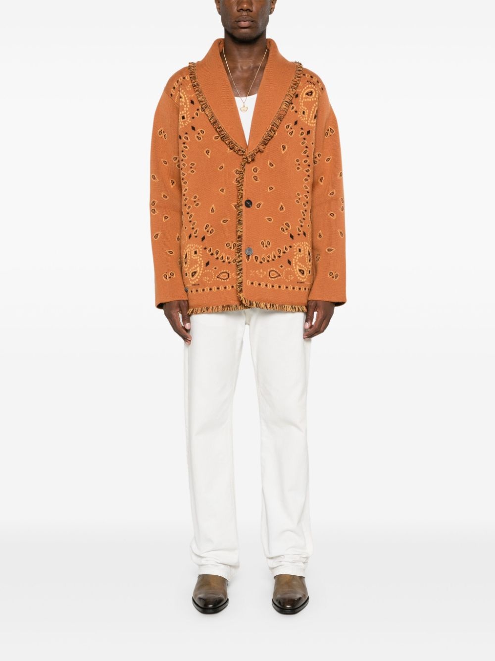 bandana-jacquard cashmere cardigan - 2