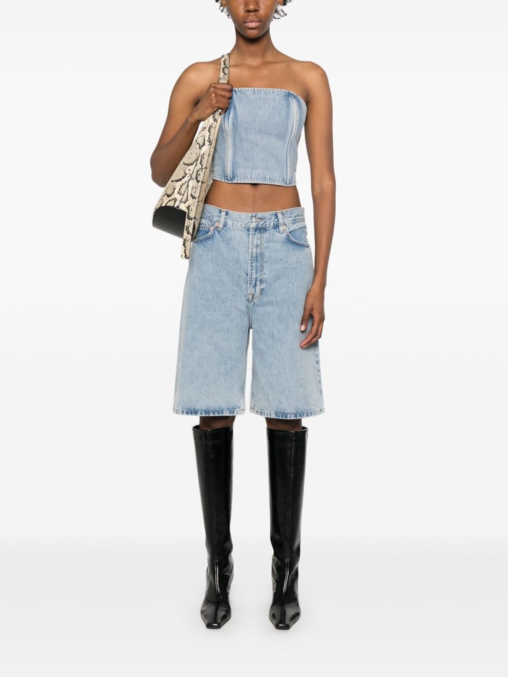 strapless denim top - 2
