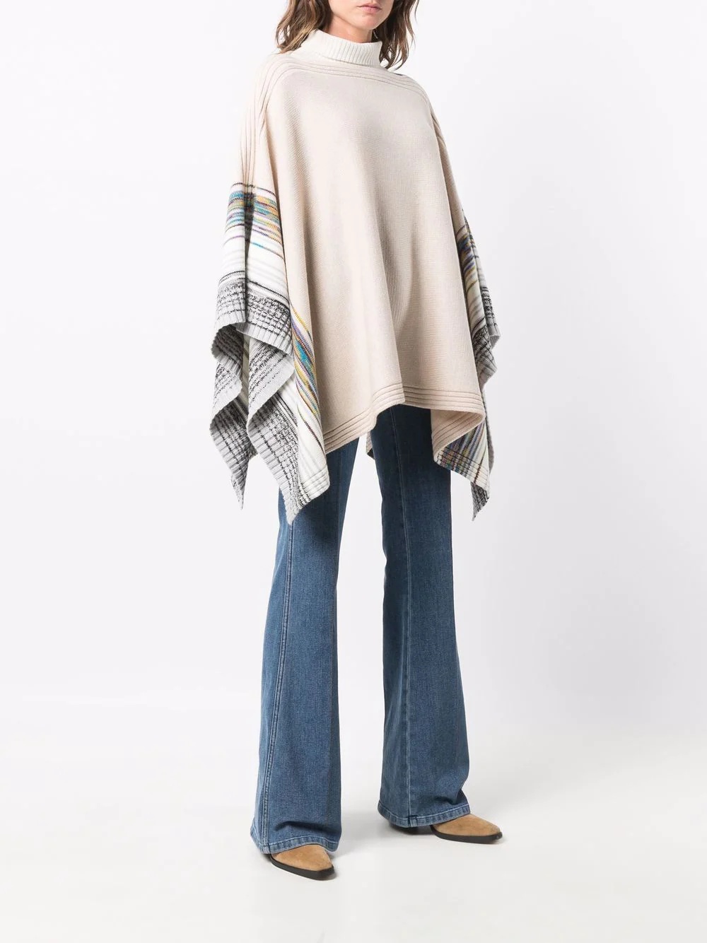 striped knit poncho - 3