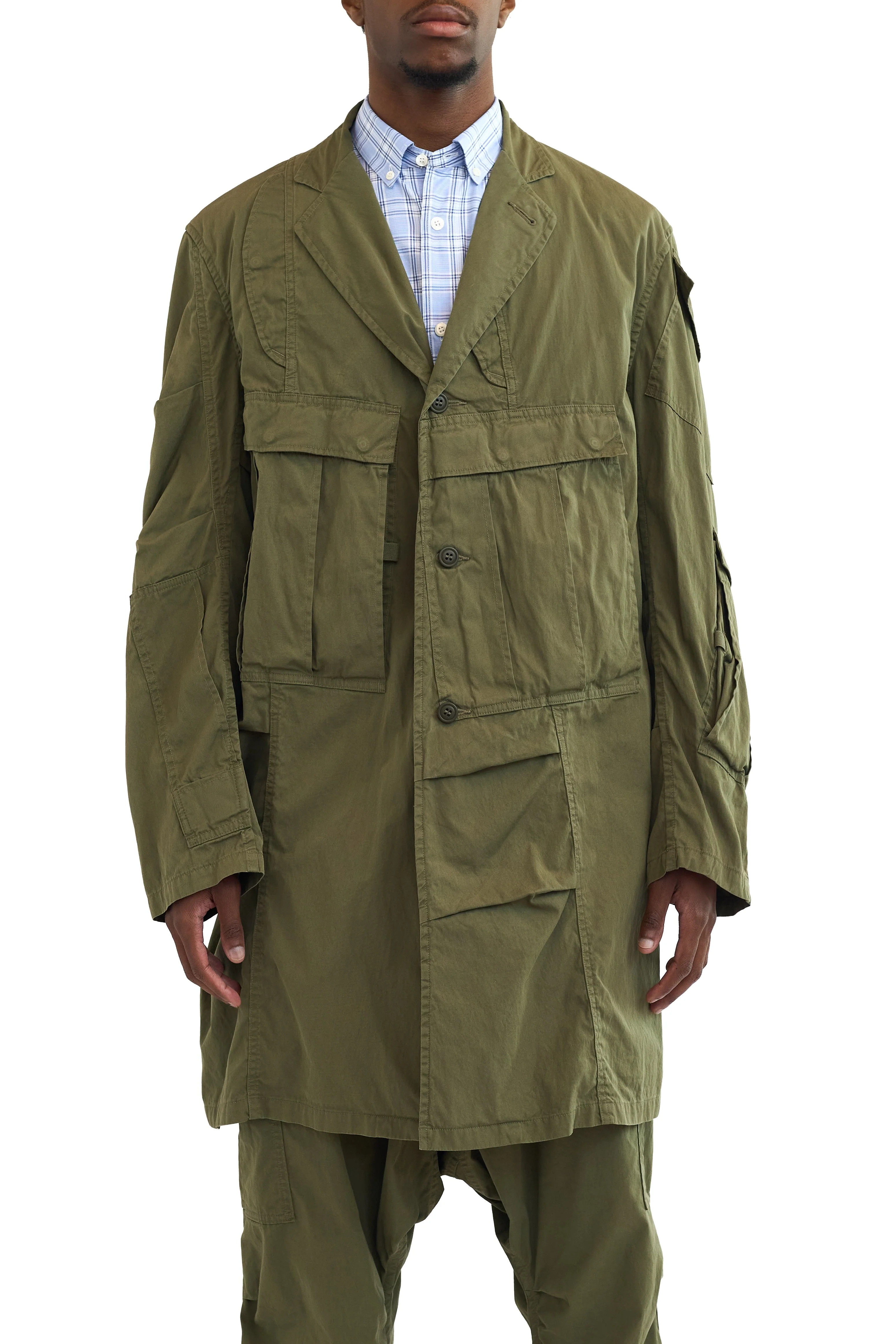 Eye Junya Watanabe Man Rebuild By Needles Multi Pocket Duster Coat Khaki - 2