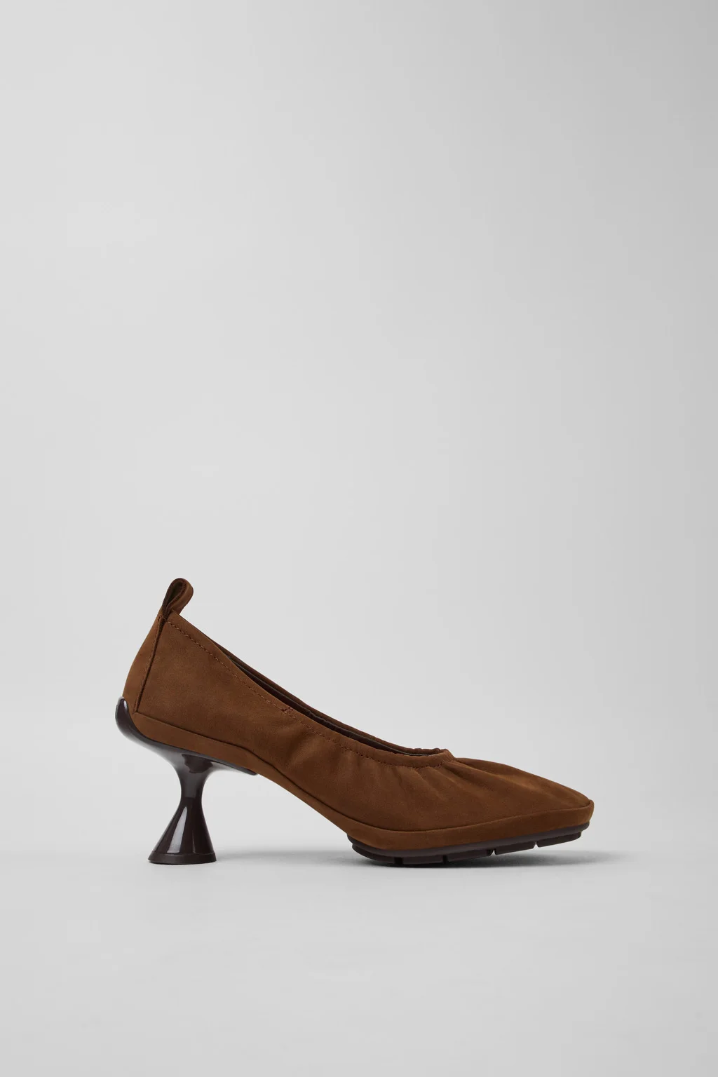 Right Left Brown Nubuck Ballerinas for Women. - 1