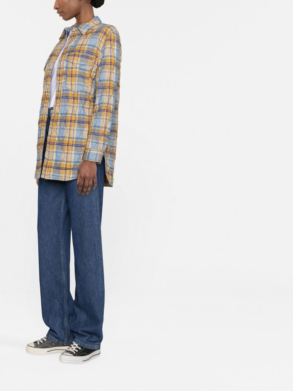 padded check shirt jacket - 4
