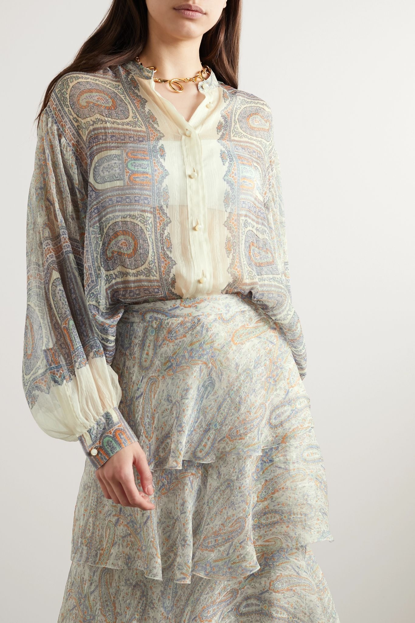 Paisley-print silk-crepon blouse - 3