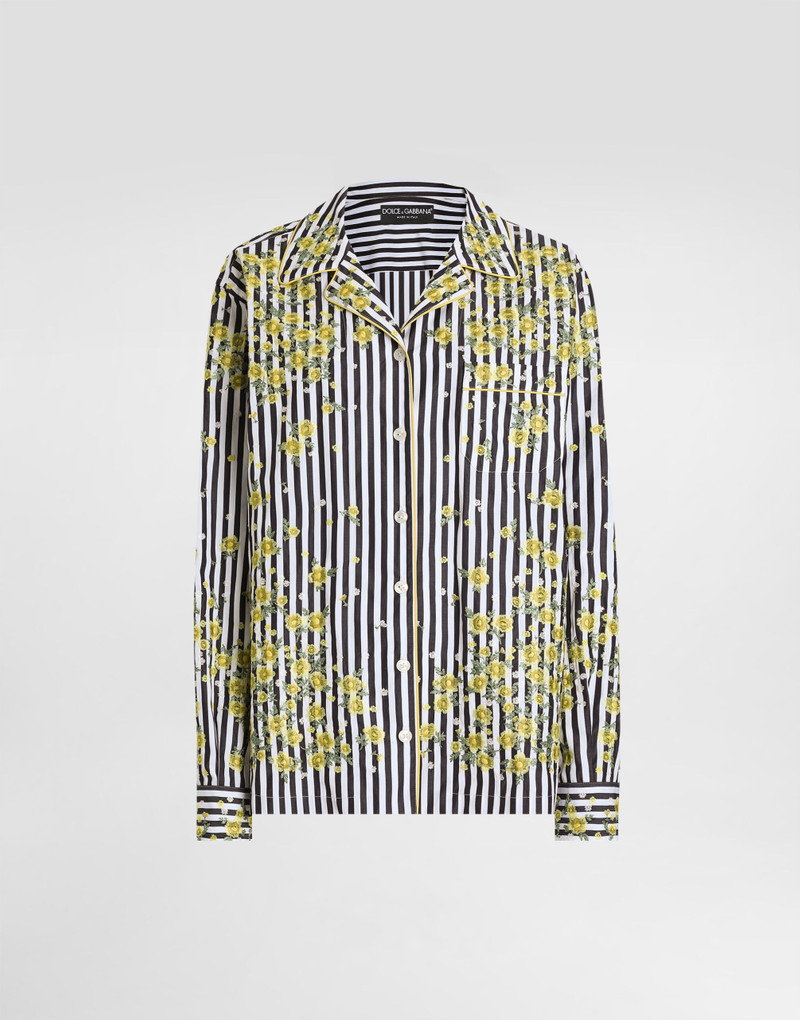 Poplin shirt with flower embroidery 1