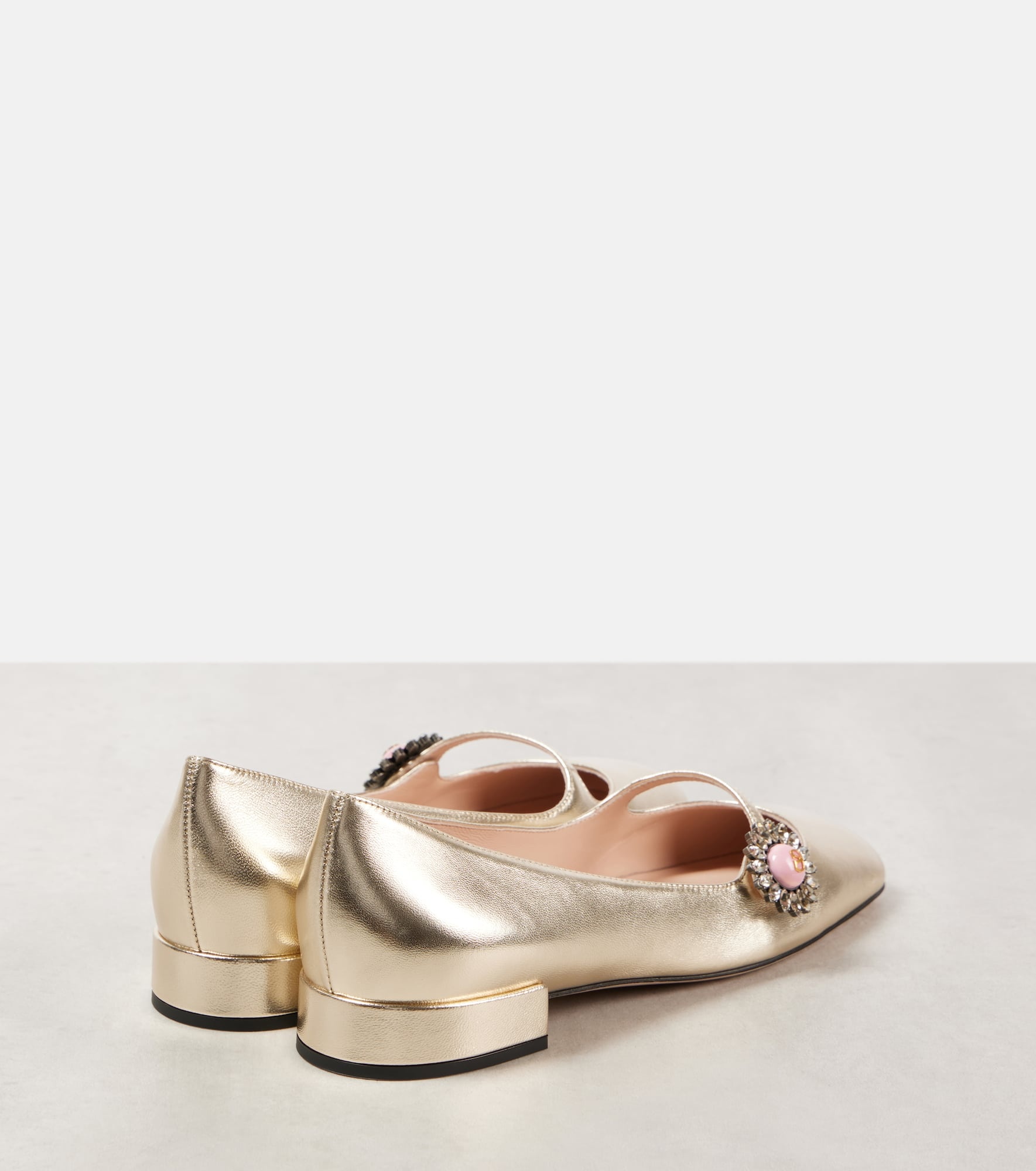 Metallic leather Mary Jane flats - 2