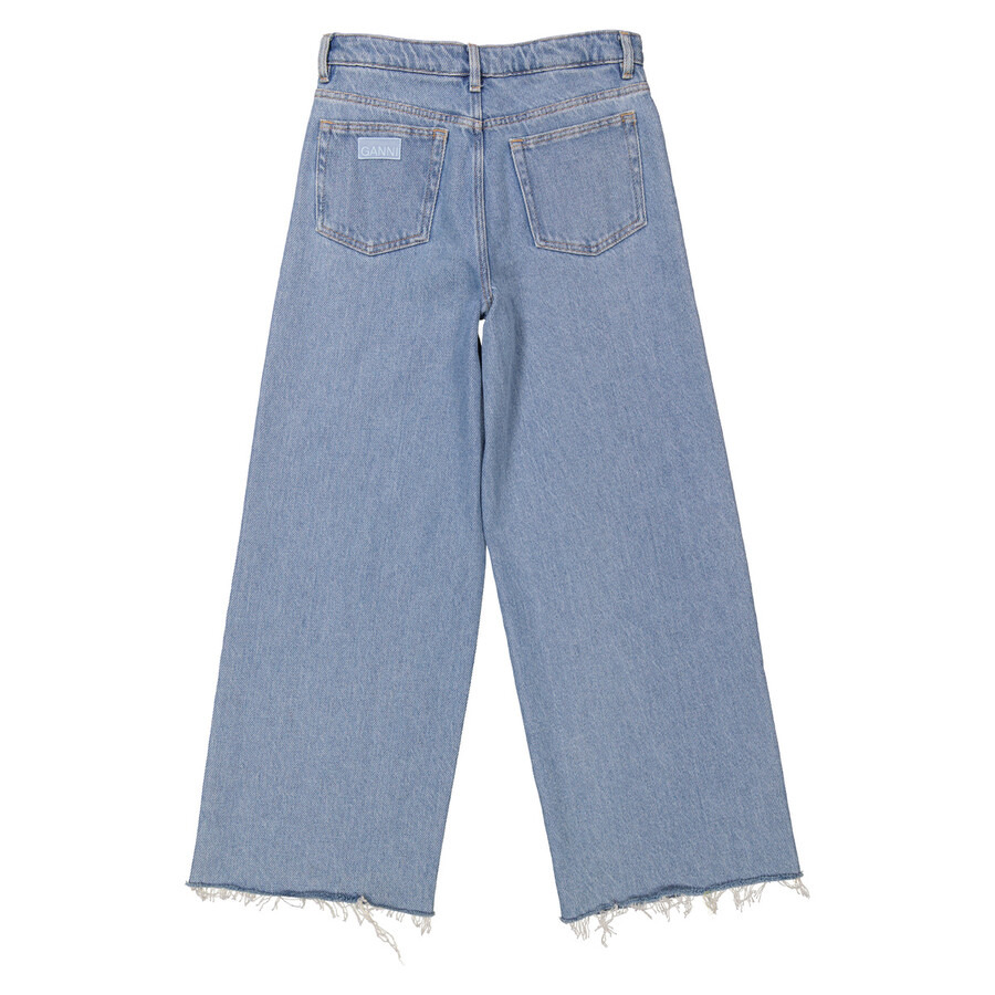 Ganni Light Blue Stone Denim Wide Drawstring Jeans - 6