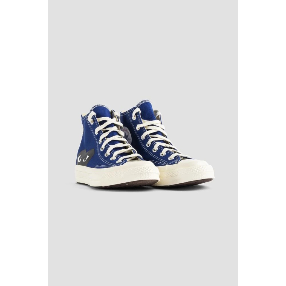 BLUE CANVAS HIGH-TOP SNEAKERS WITH CDG HEART LOGO - 2
