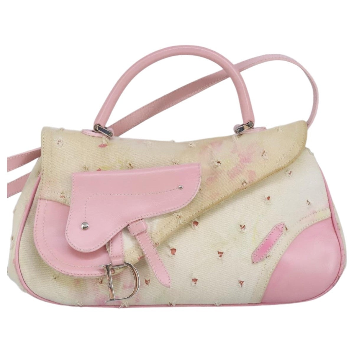 DIOR Hand Bag Canvas Beige Silver - 2