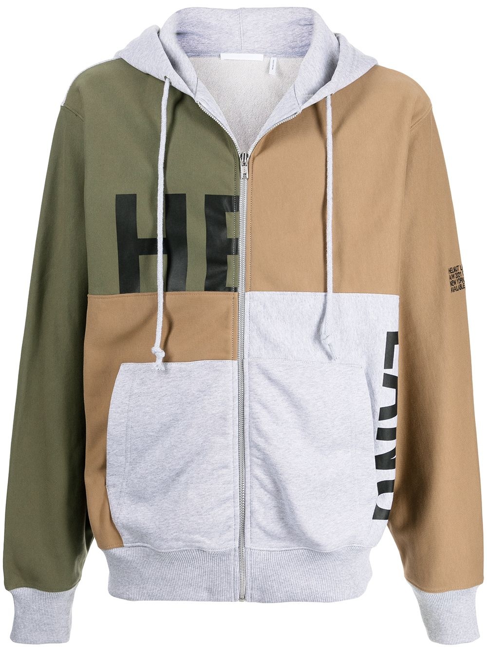 multi-panel drawstring hoodie - 1