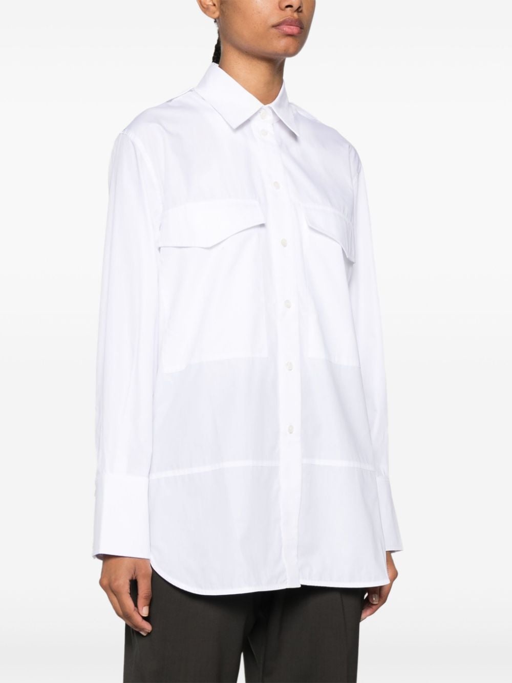 logo-embroidered cotton shirt - 3
