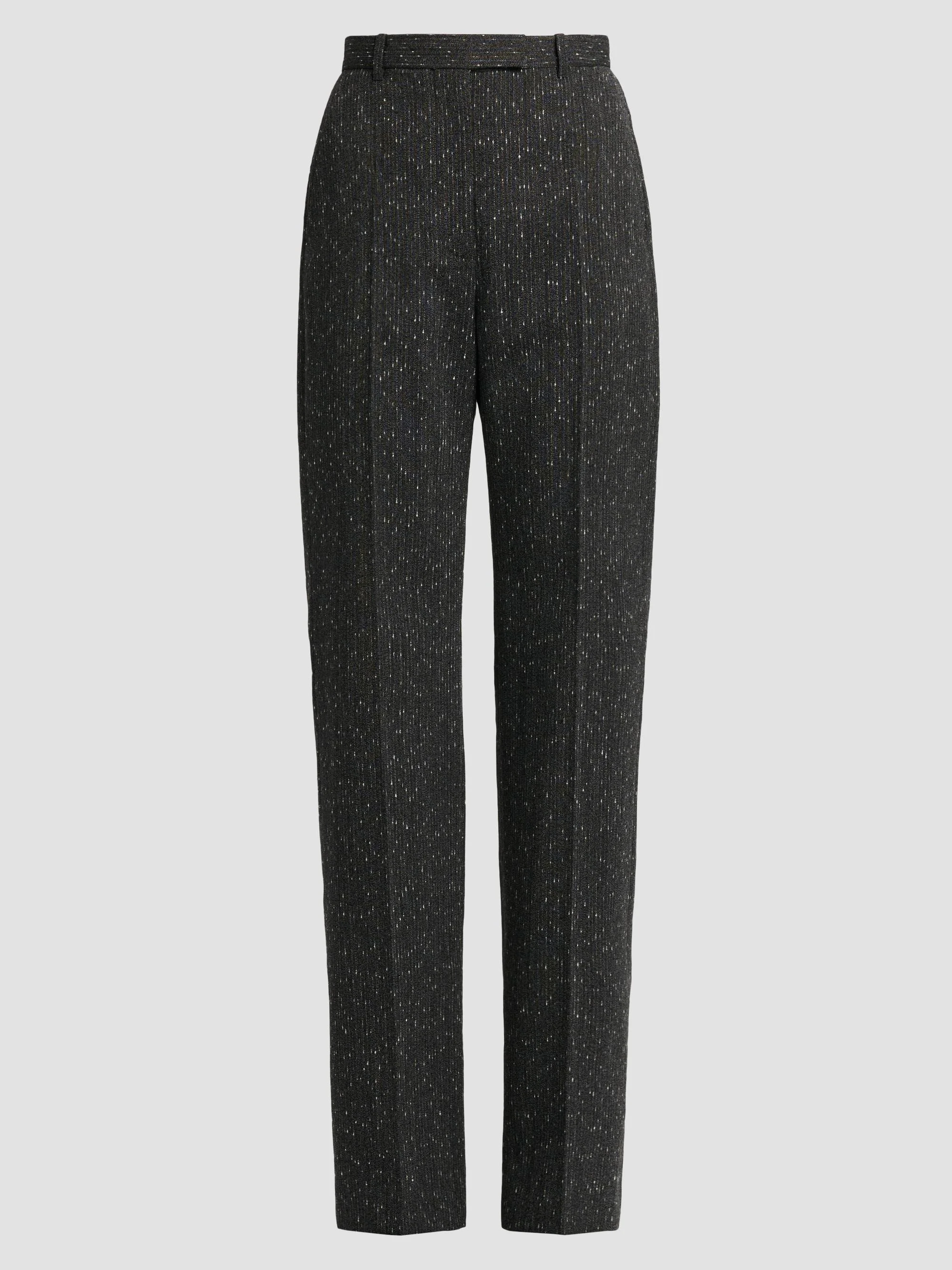 Women's Speckled Wool Slim-Straight Trousers - Grey - 1