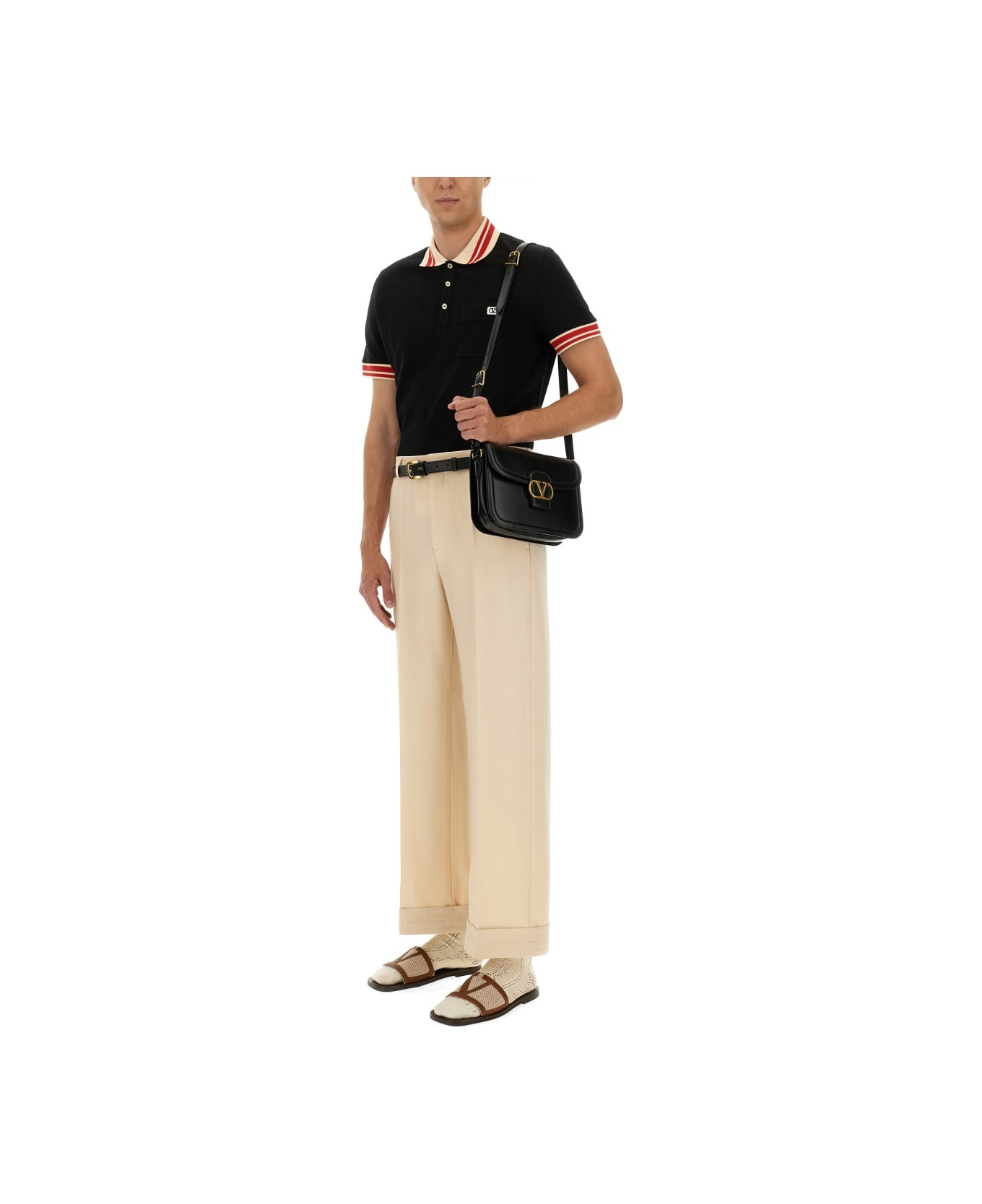 Cotton Pique Polo Shirt With 'vlogo' Patch - 2