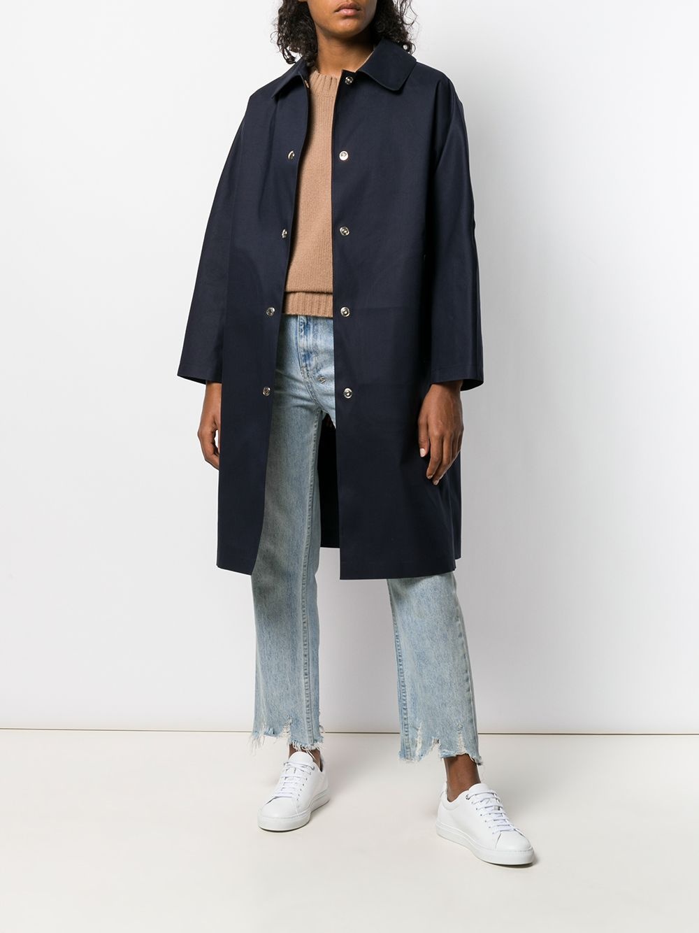 FAIRLIE Navy Bonded Cotton Coat | LR-079D - 2