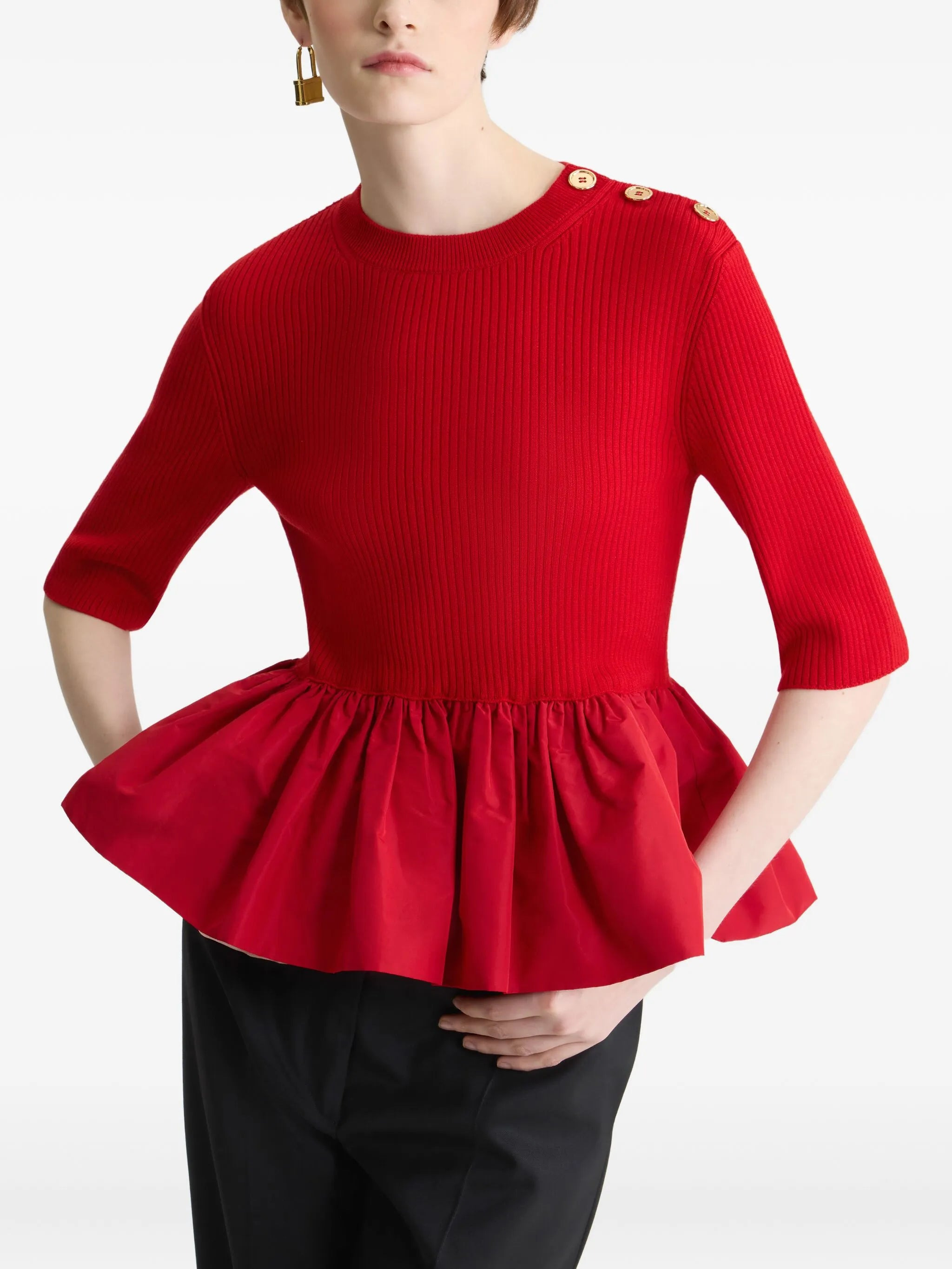 Patou Ribbed Ruffle-hem Jumper - 3