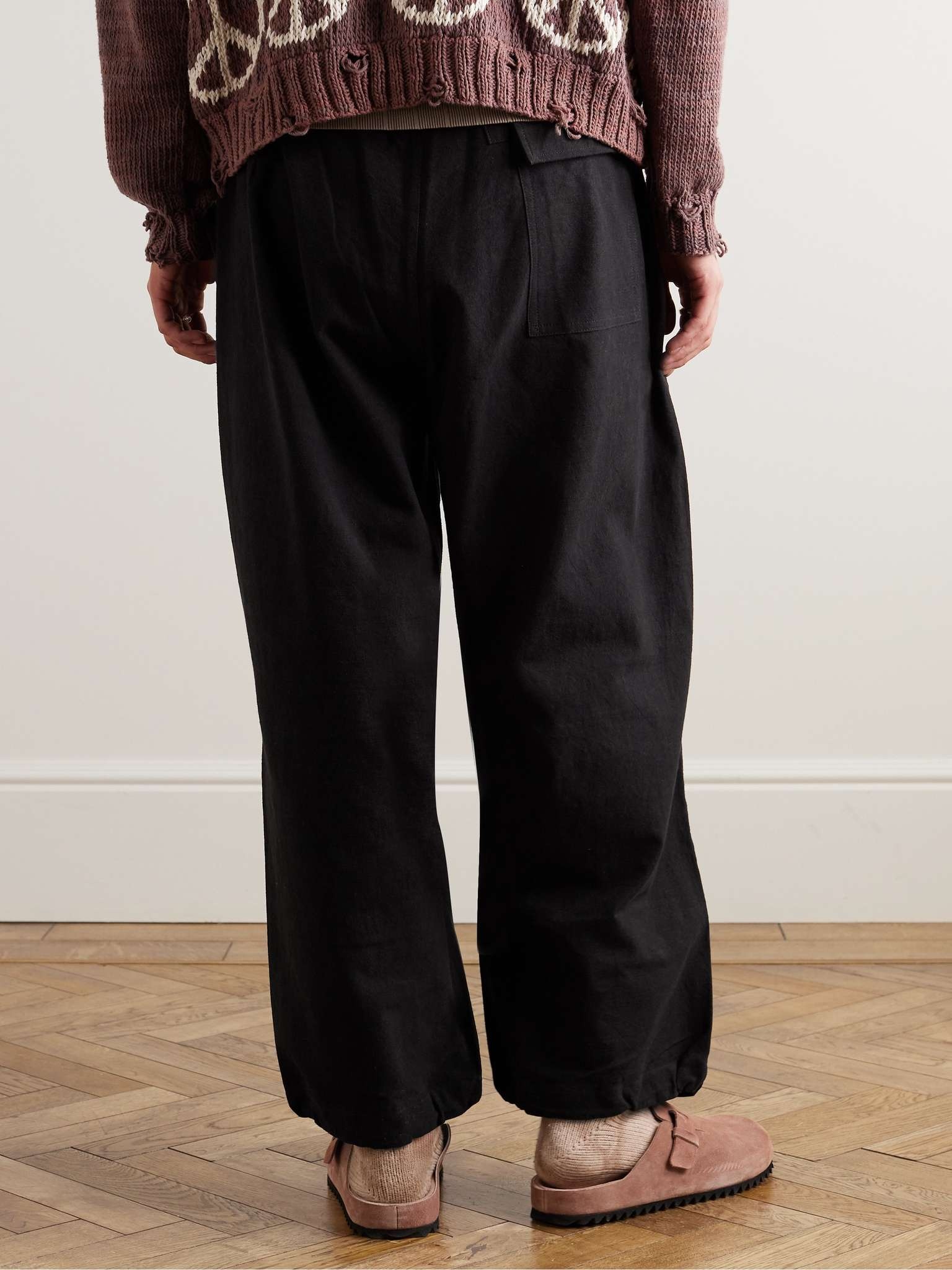 Paco Wide-Leg Embroidered Slub Organic Cotton Trousers - 4