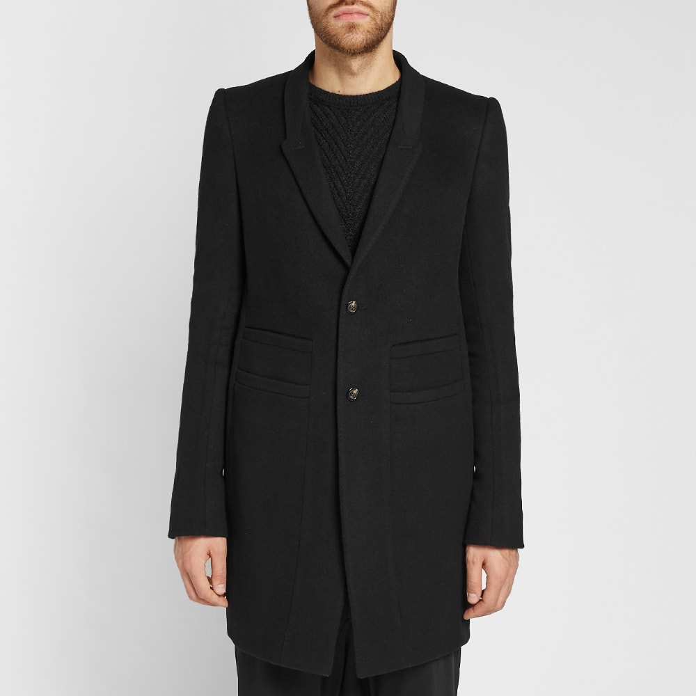 Rick Owens Single Breasted Wool Overcoat - 3