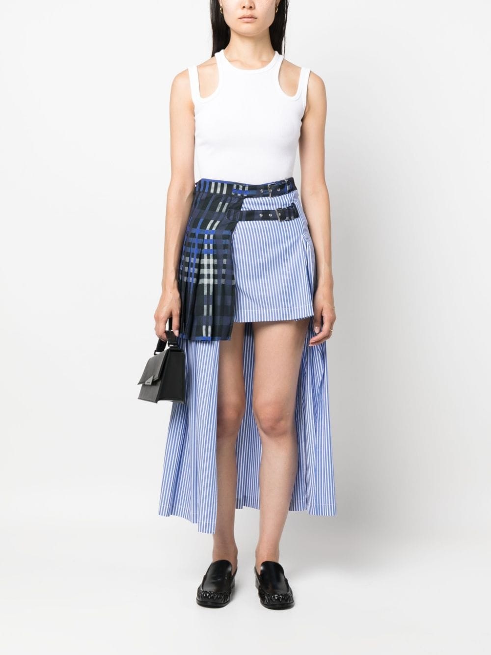 mix-print layered asymmetric midi skirt - 2